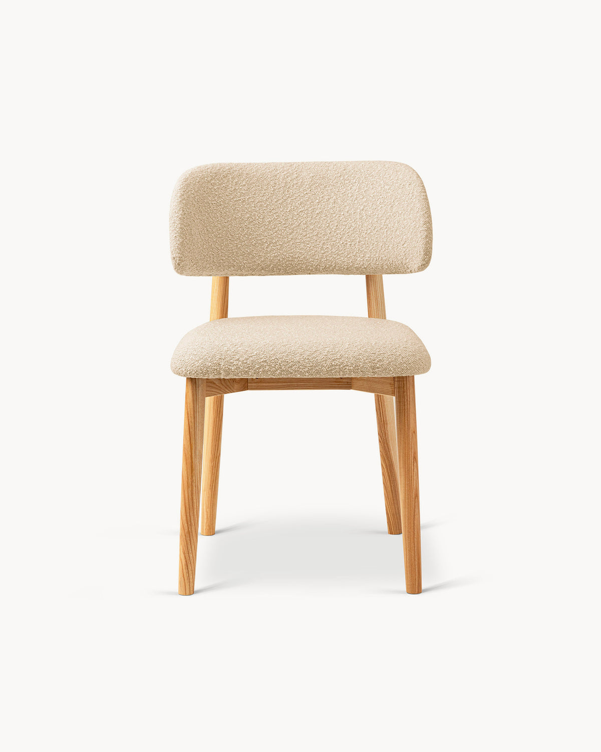 Sedia imbottita in bouclé e legno Evan