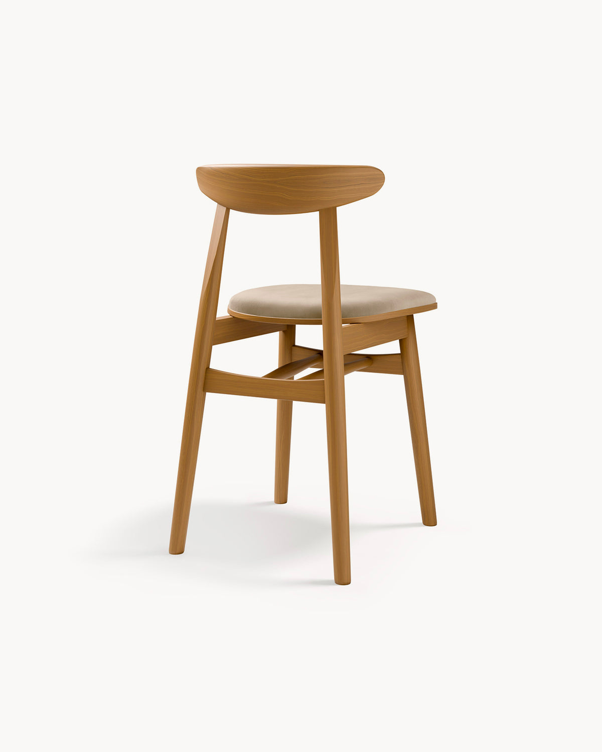 Sedia in legno con seduta in velluto Bony