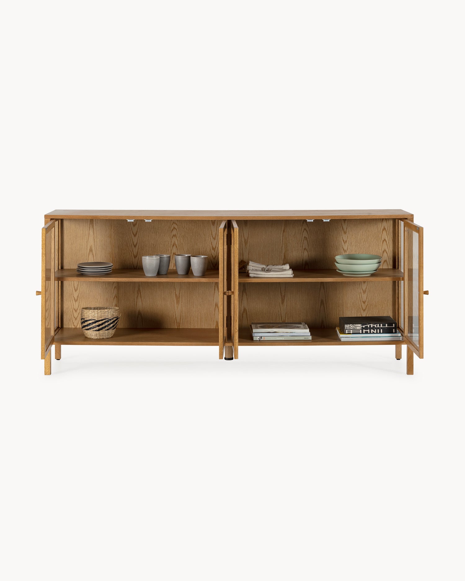 Credenza in legno di rovere con ante in vetro Ceci - Legno/Vetro