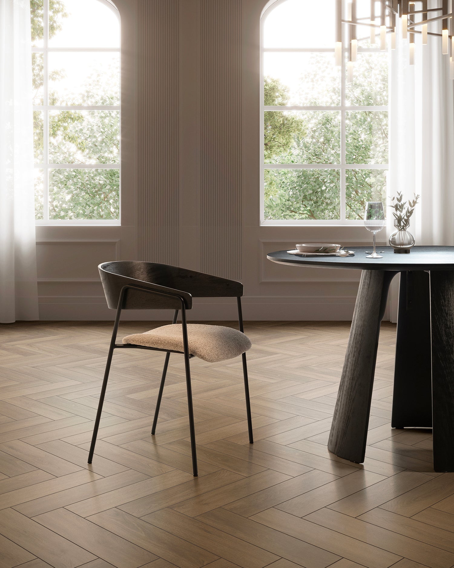 Set 2 sedie da pranzo imbottite Cora