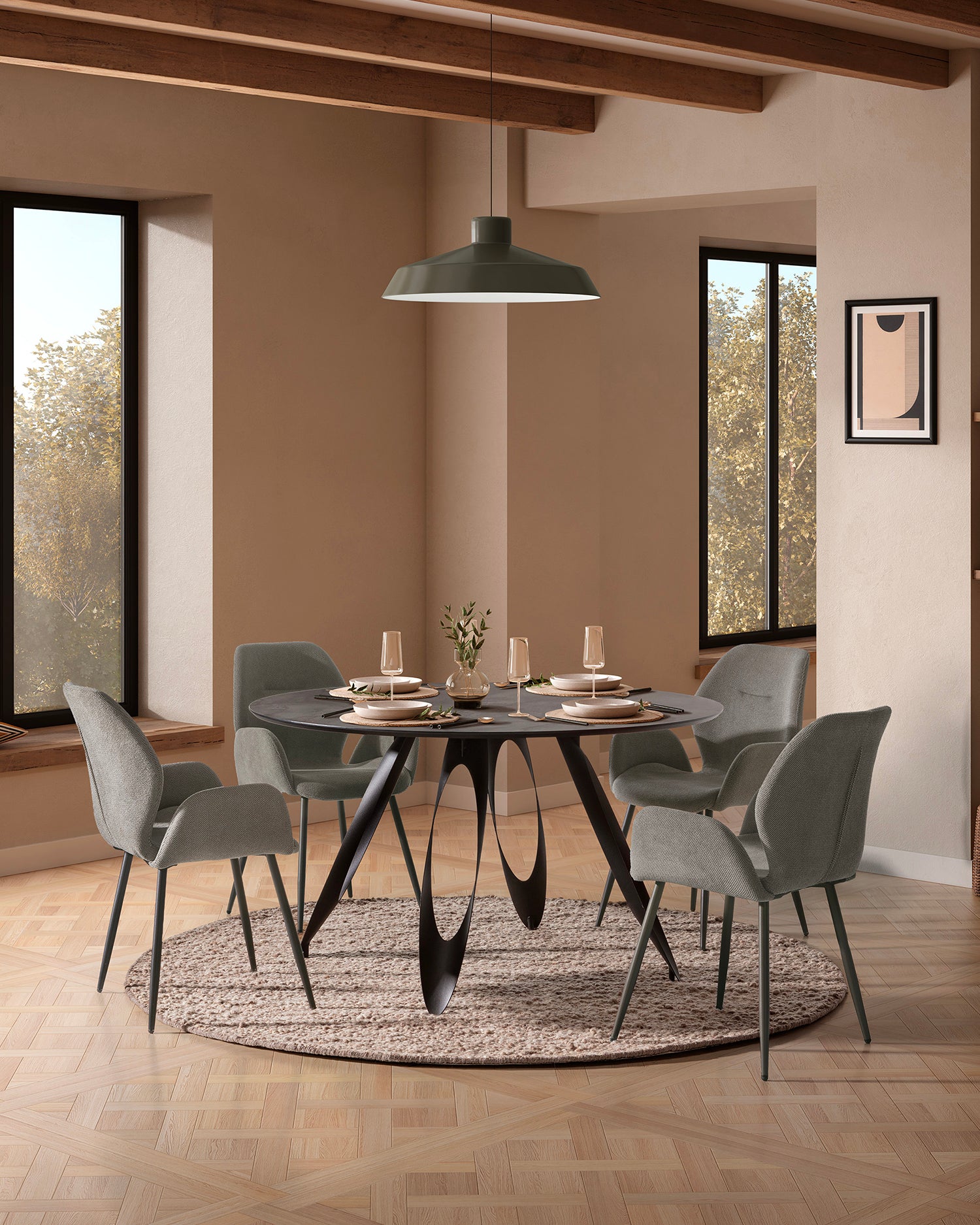 Set 2 sedie da pranzo imbottite Ansu