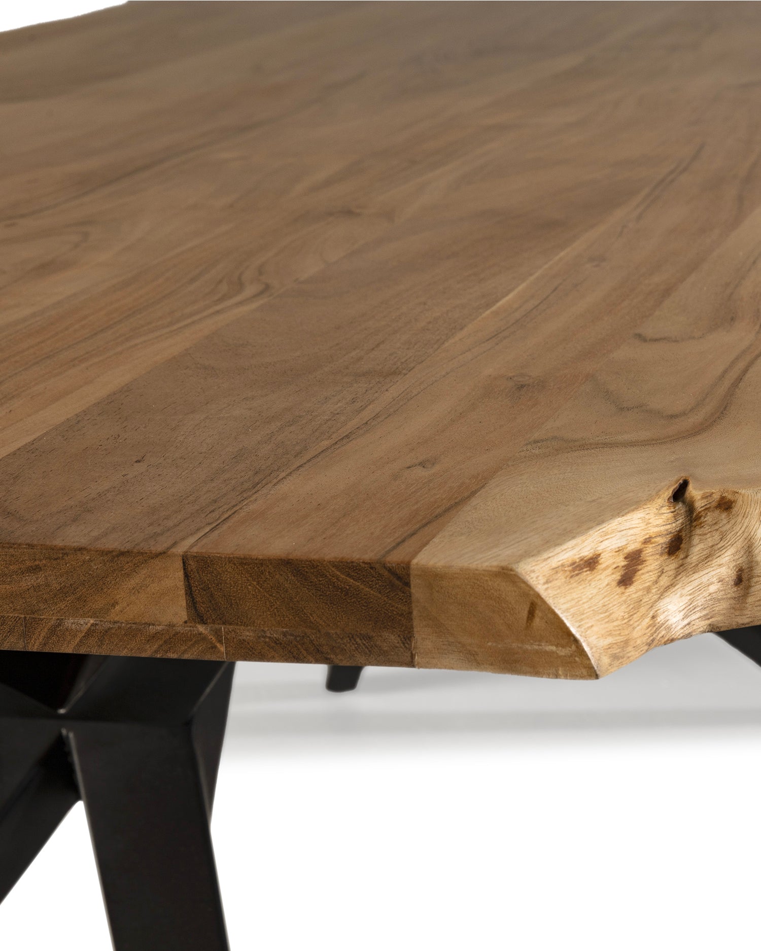 Tavolo da pranzo con piano in legno di acacia Mudri - Legno/Metallo