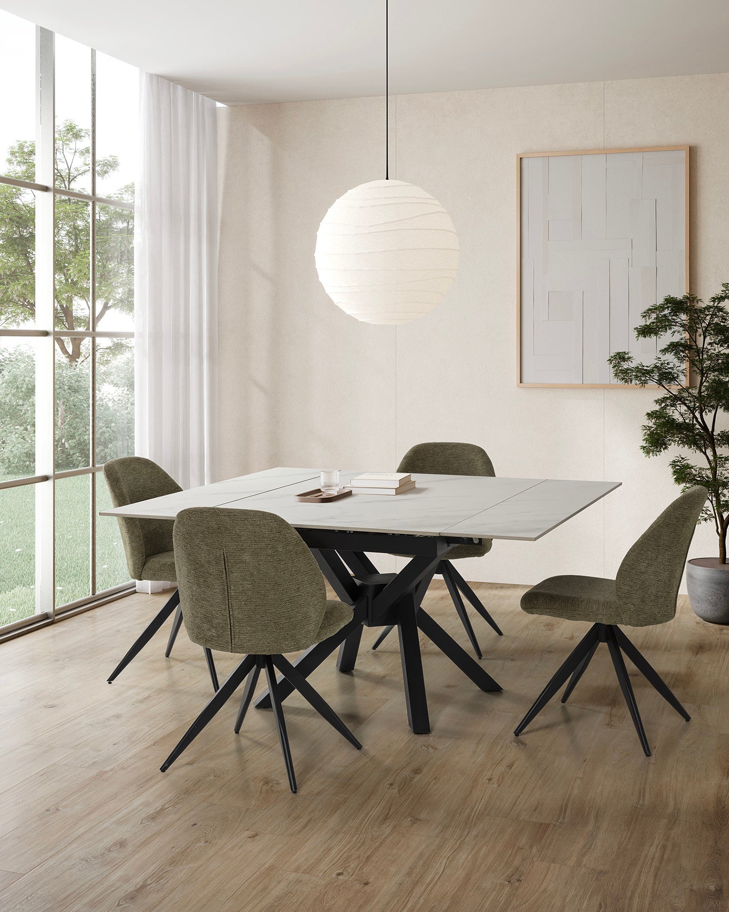 Tavolo da pranzo allungabile con piano in pietra Arlene