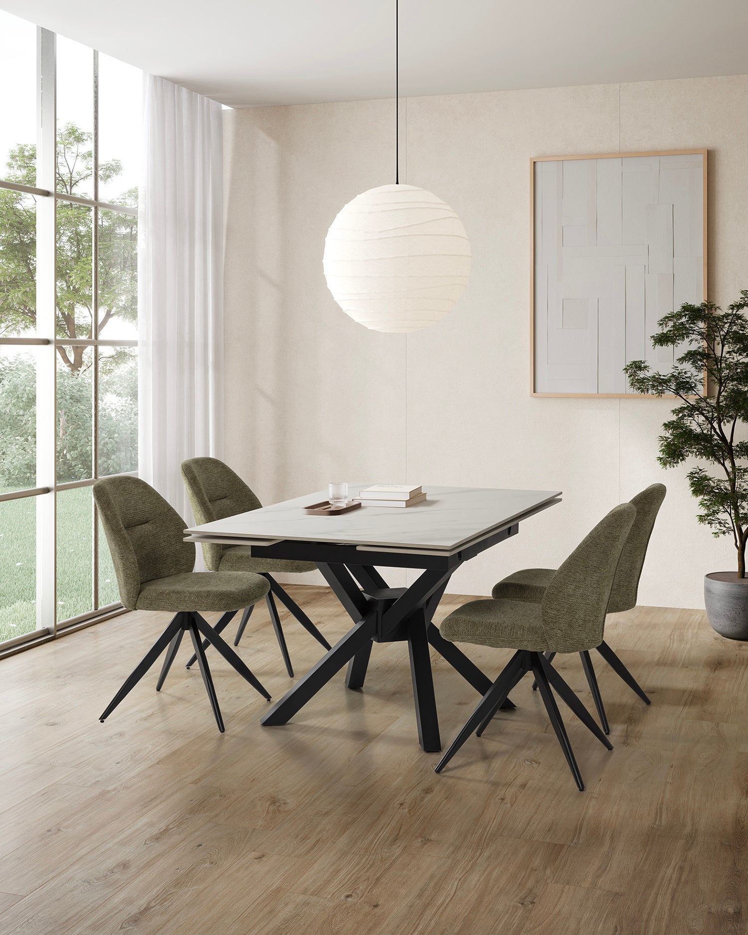 Tavolo da pranzo allungabile con piano in pietra Arlene