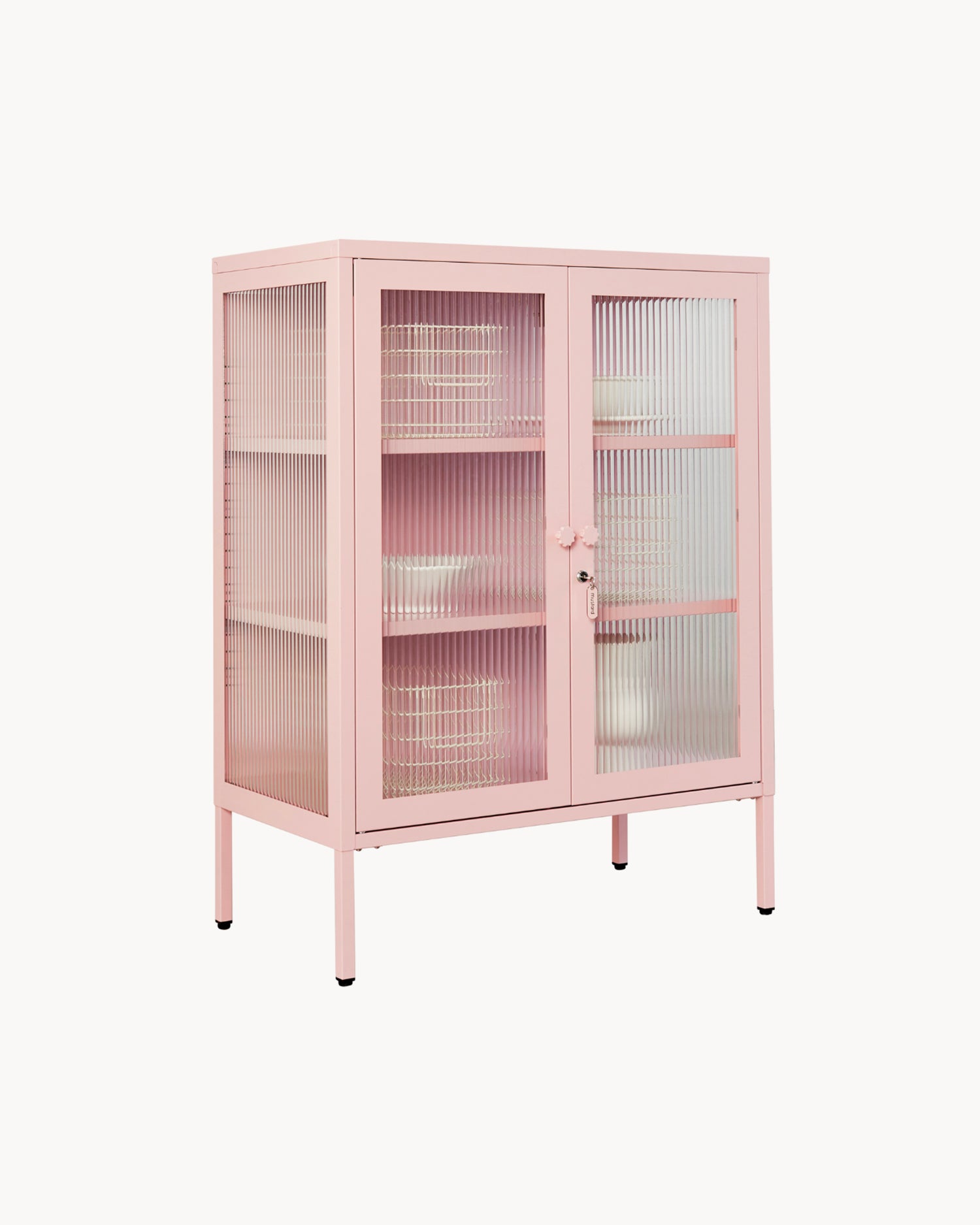 Vetrinetta in metallo e vetro The Mixer, rosa chiaro