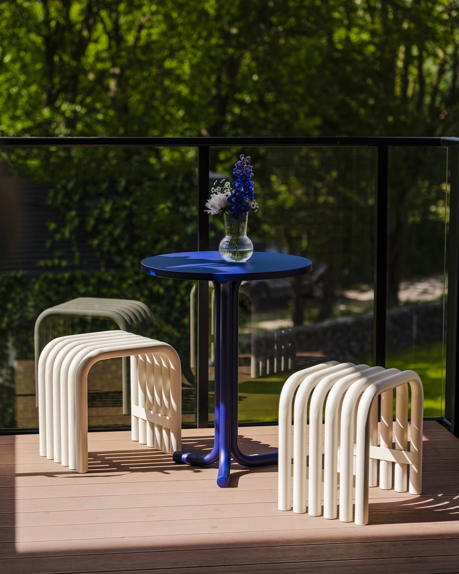 Sgabello in acciaio Nook, beige