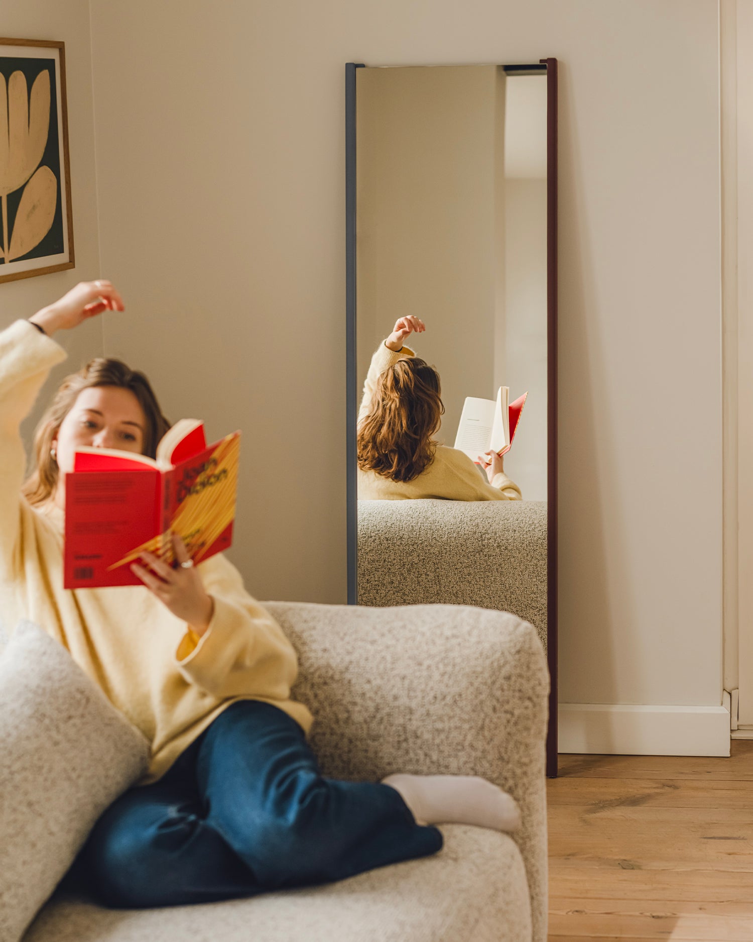 Specchio in legno Lun Leaning