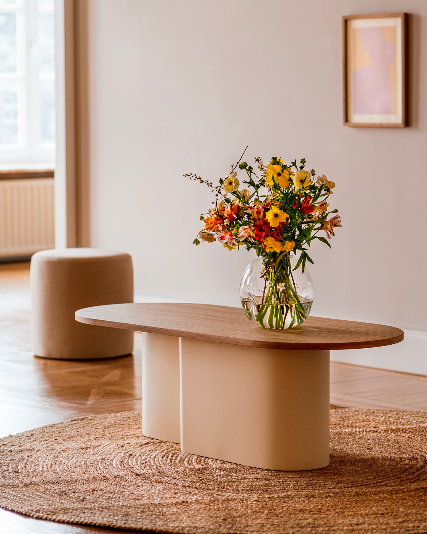 Tavolino ovale da salotto in legno Looi