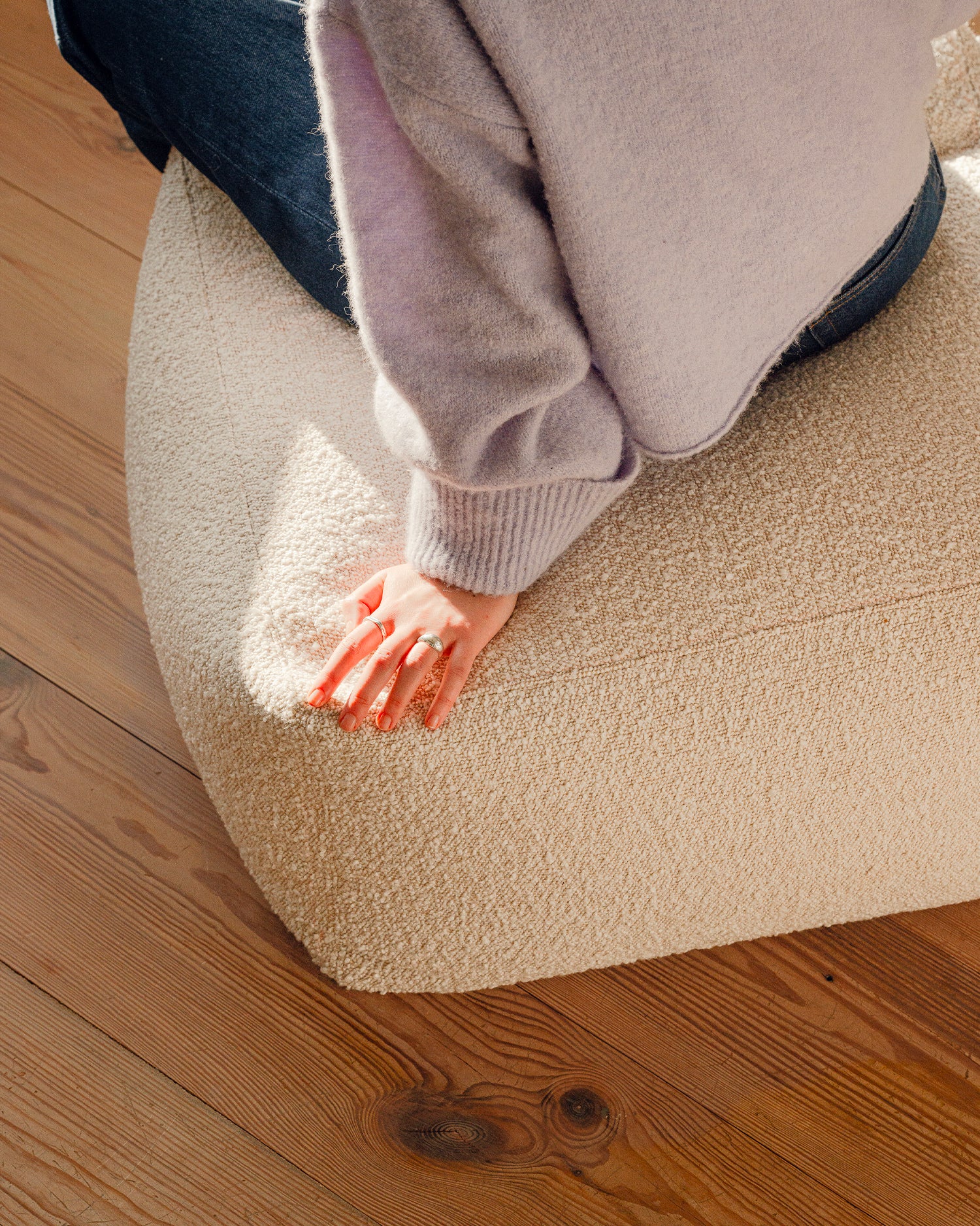 Pouf morbido in bouclè Keno