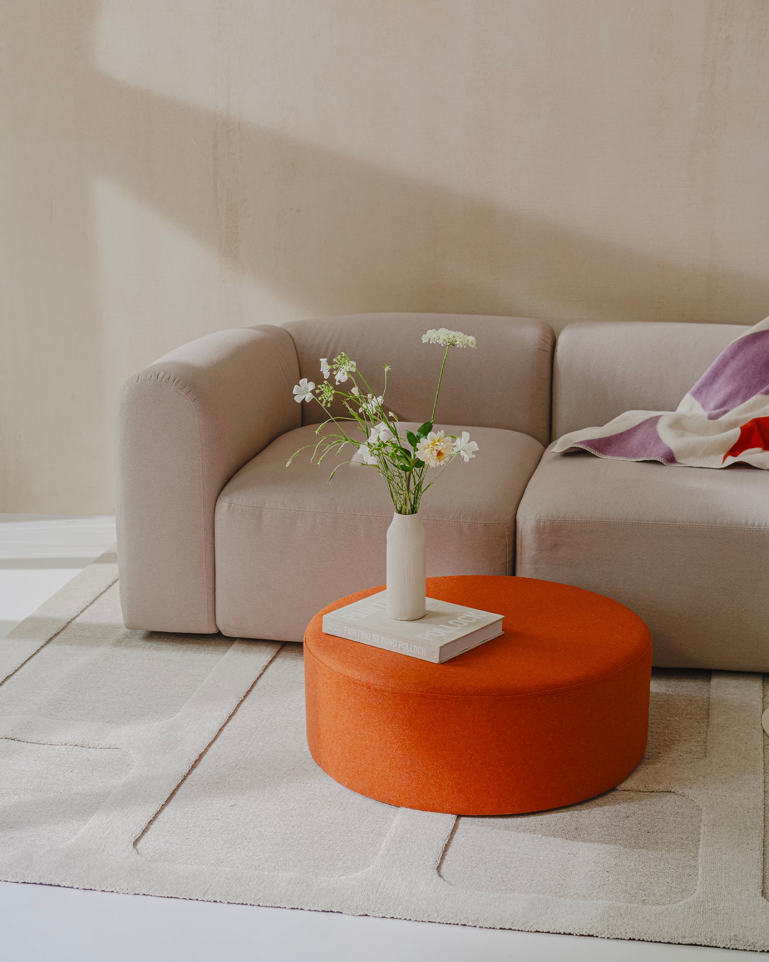 Pouf largo imbottito Folk, vari colori