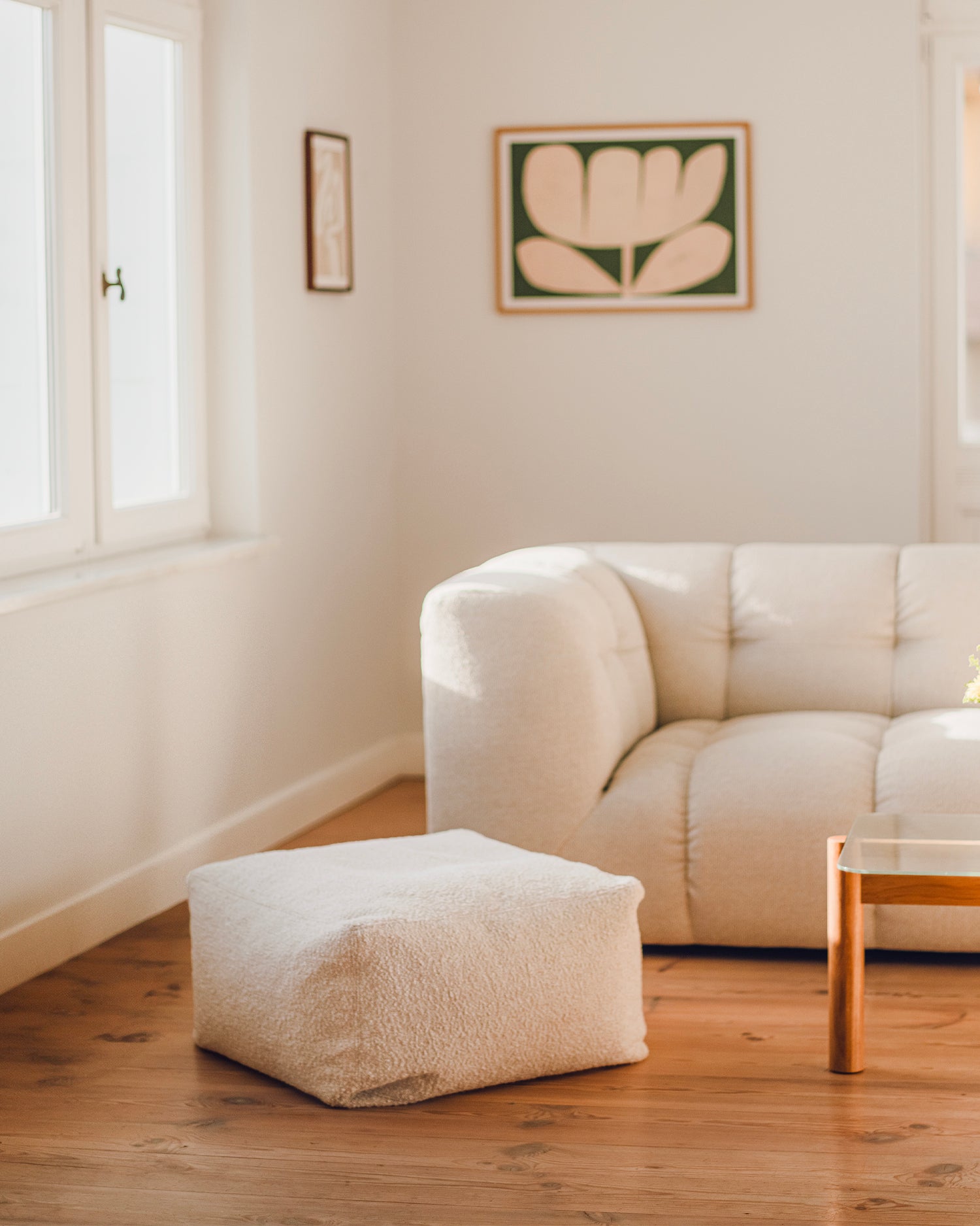 Pouf morbido in bouclè Keno