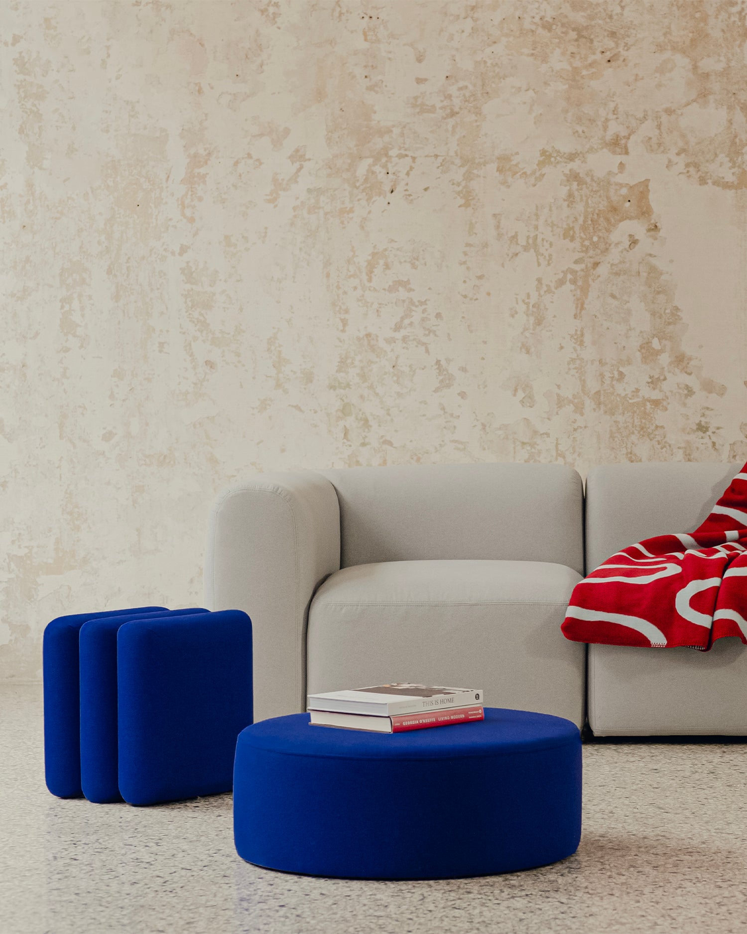 Pouf imbottito Radd, blu