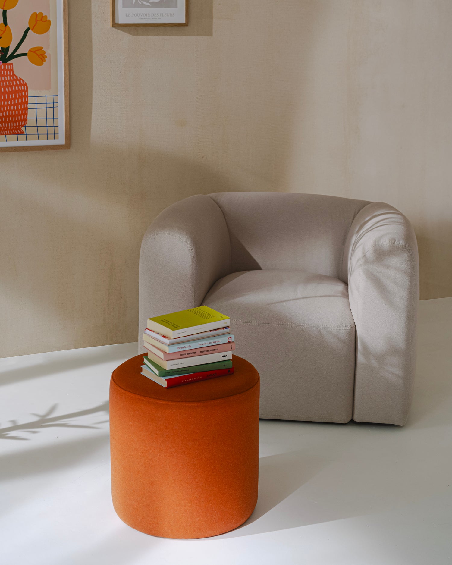 Pouf alto imbottito Folk, vari colori