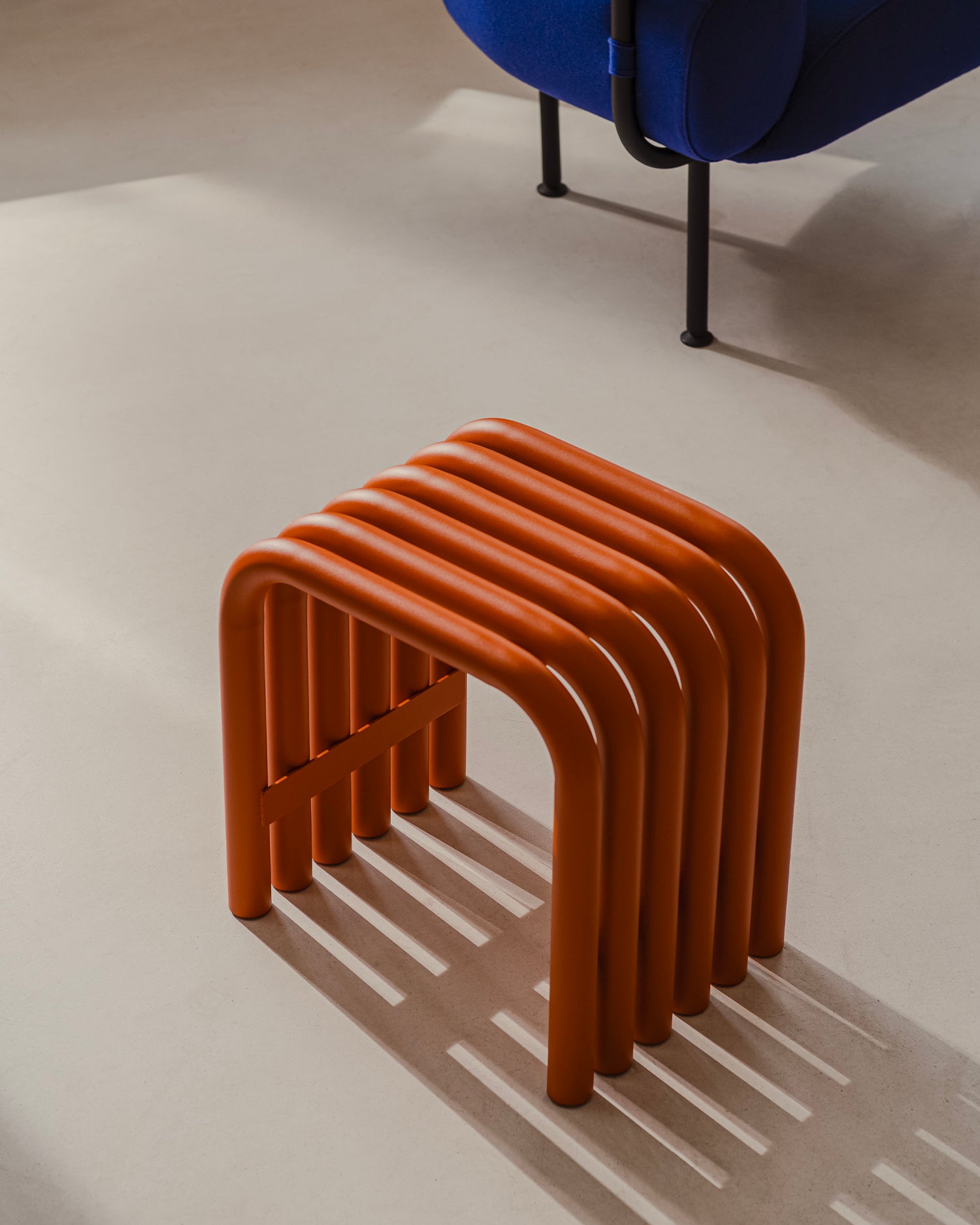 Sgabello in acciaio Nook, arancione