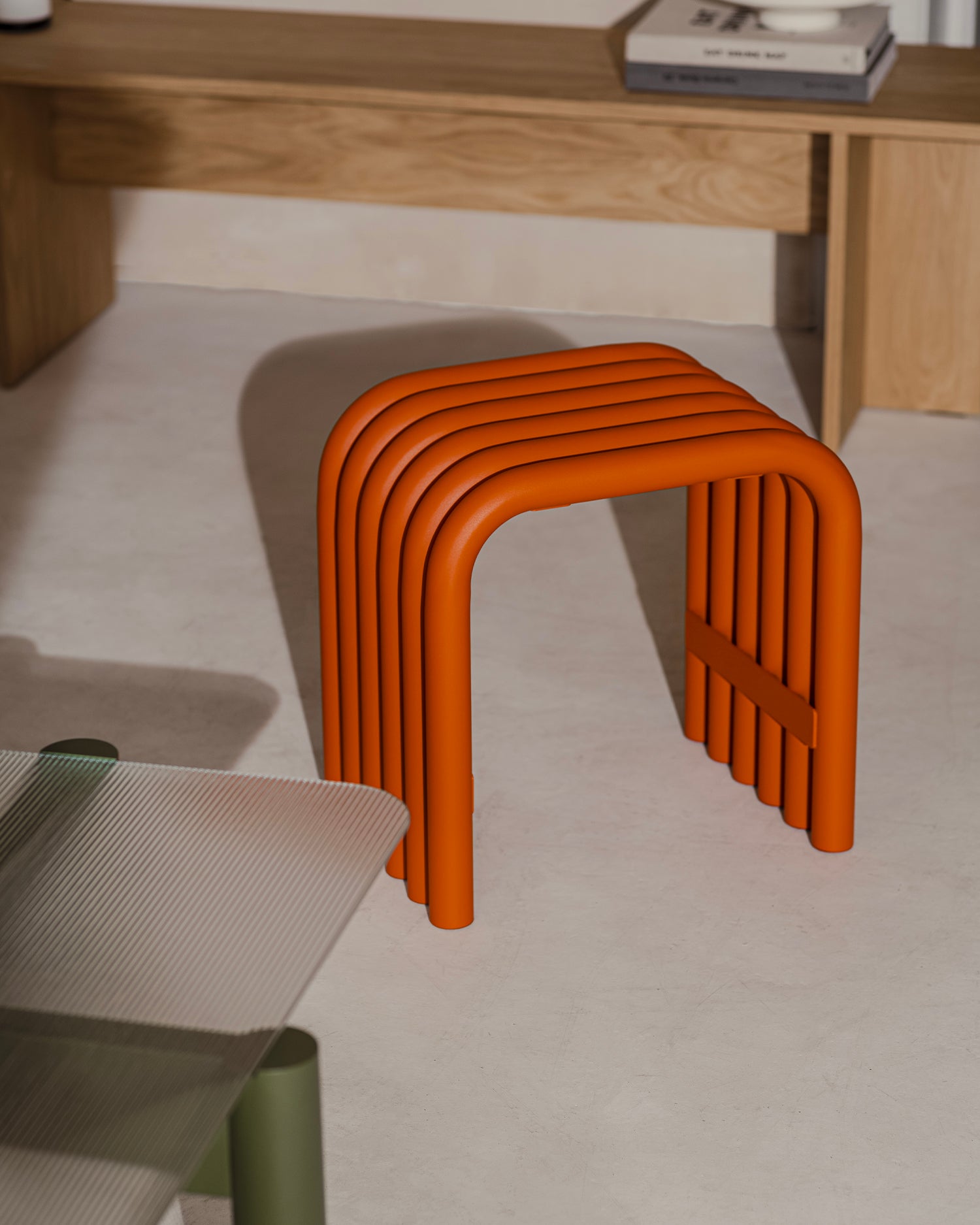 Sgabello in acciaio Nook, arancione