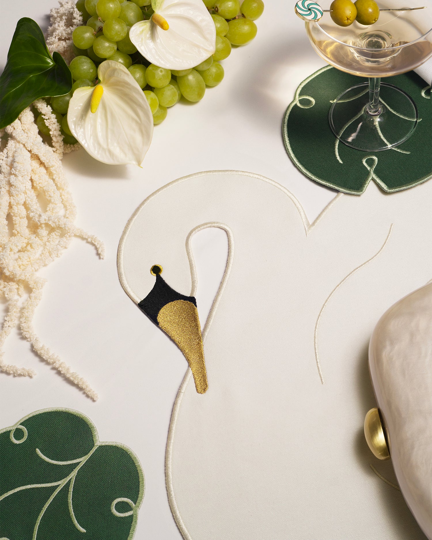 Set 2 tovagliette realizzate a mano Swan