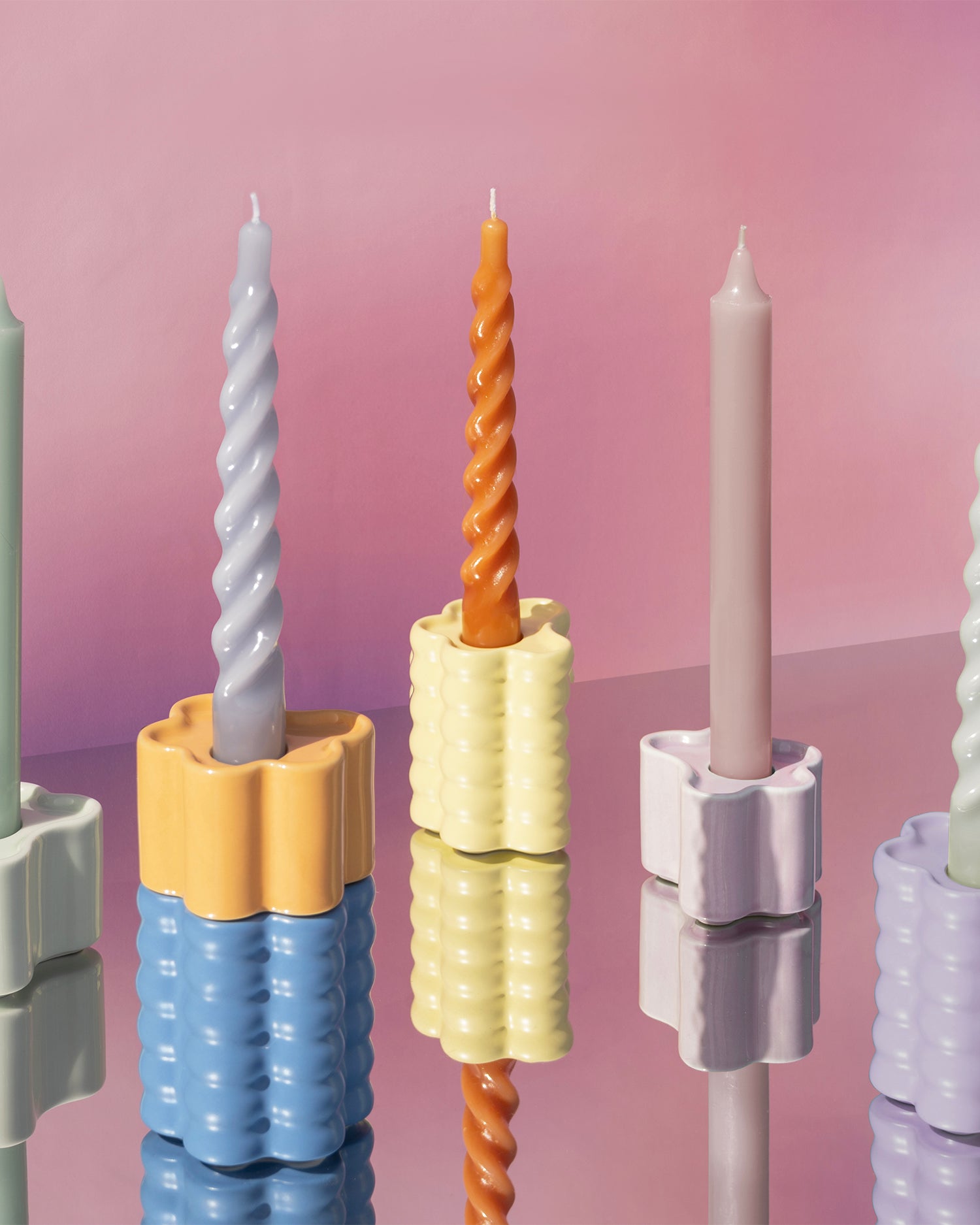 Portacandele in ceramica Flora