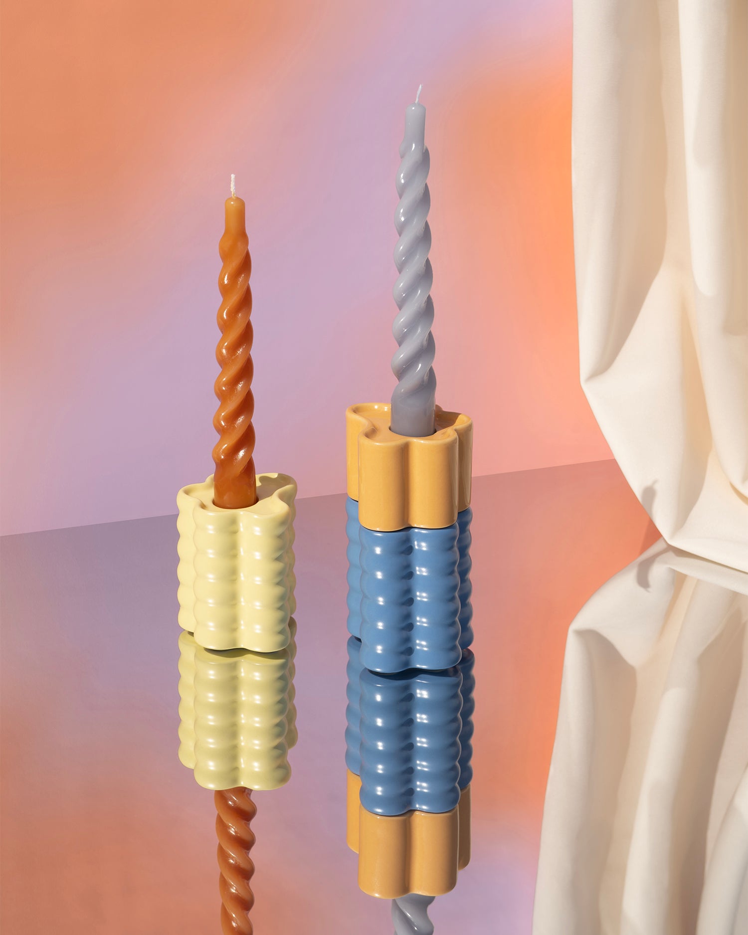 Portacandele in ceramica Flora