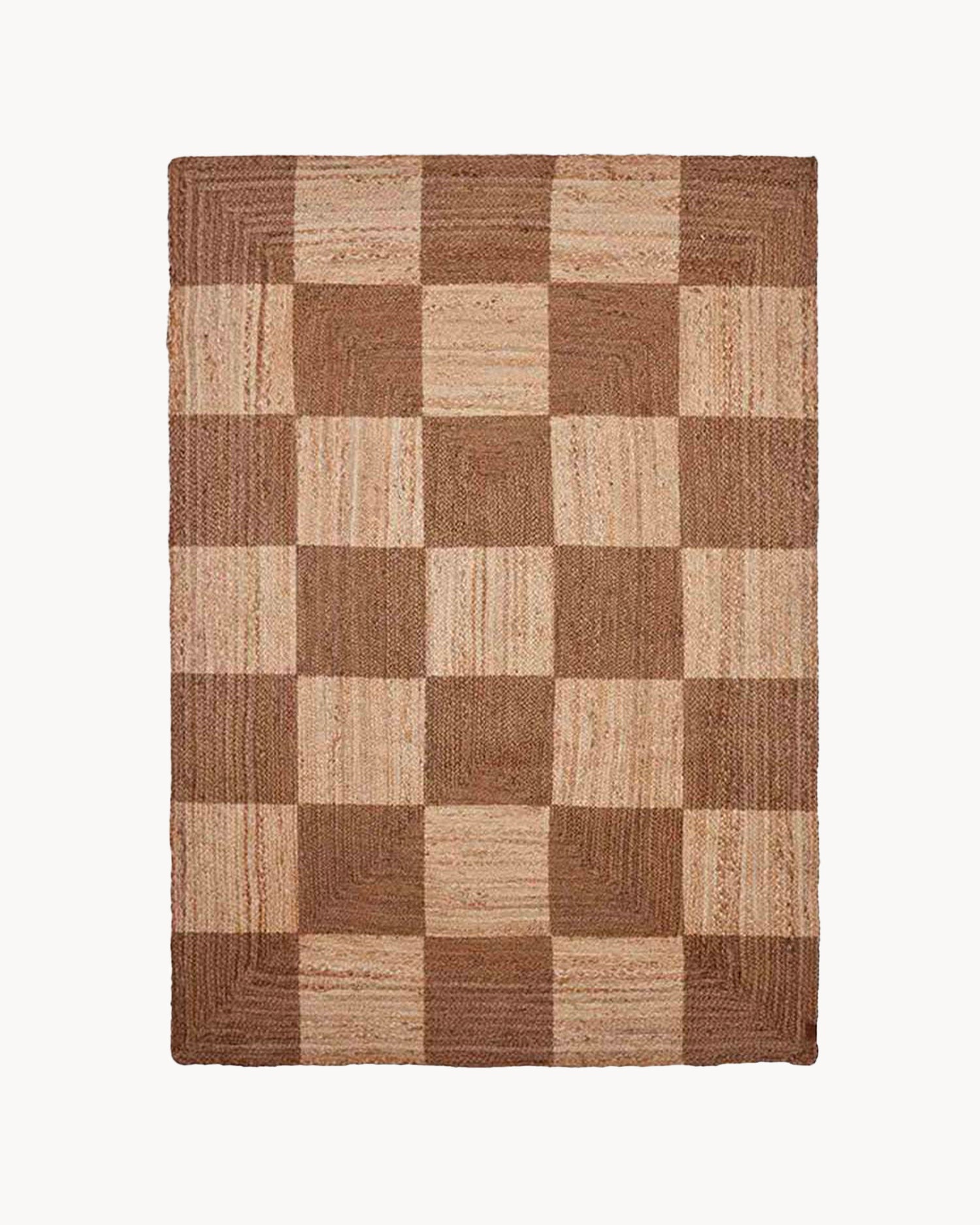 Tappeto a scacchi in juta intrecciato a mano Chess