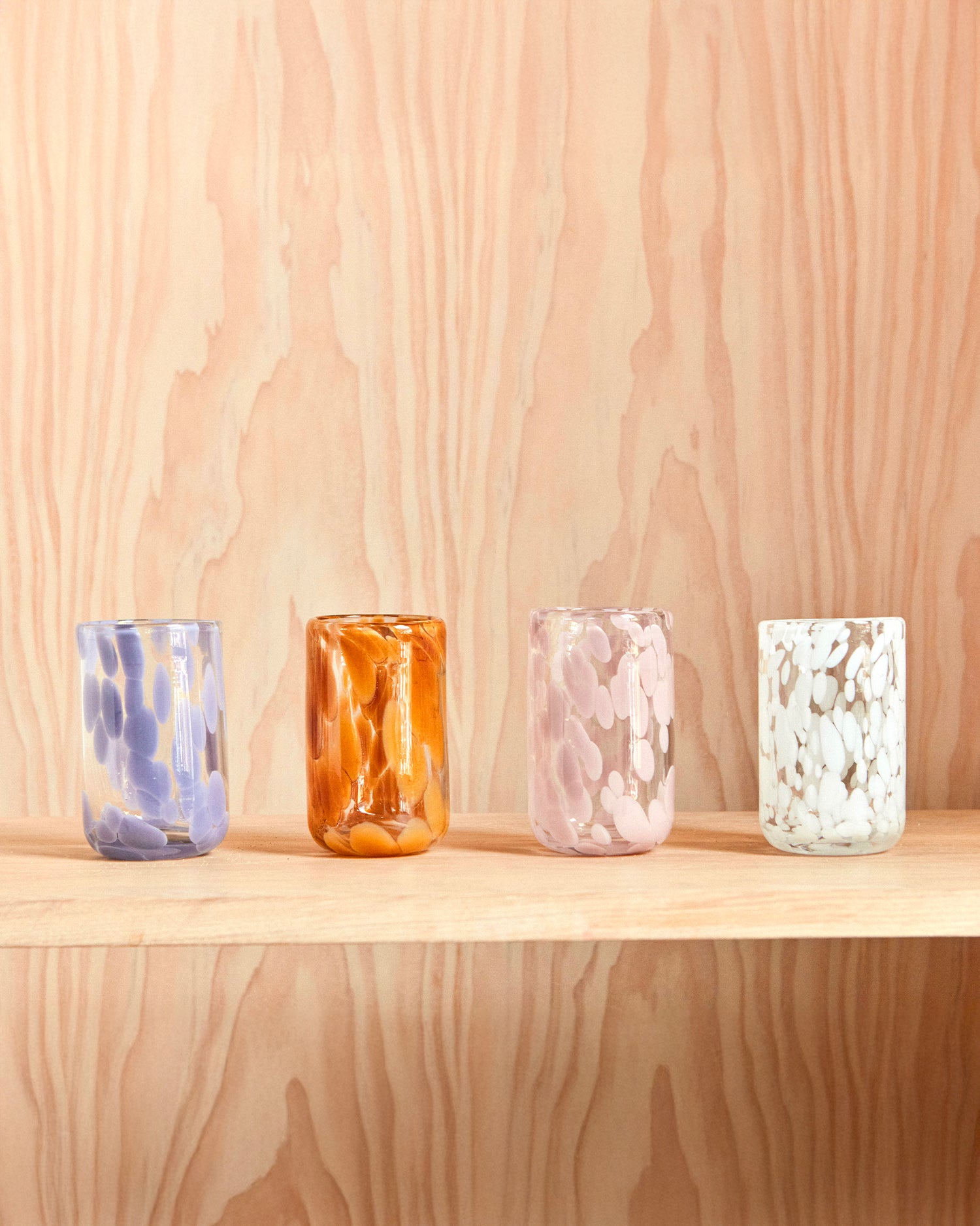 Set 2 bicchieri in vetro con pois realizzati a mano Jali