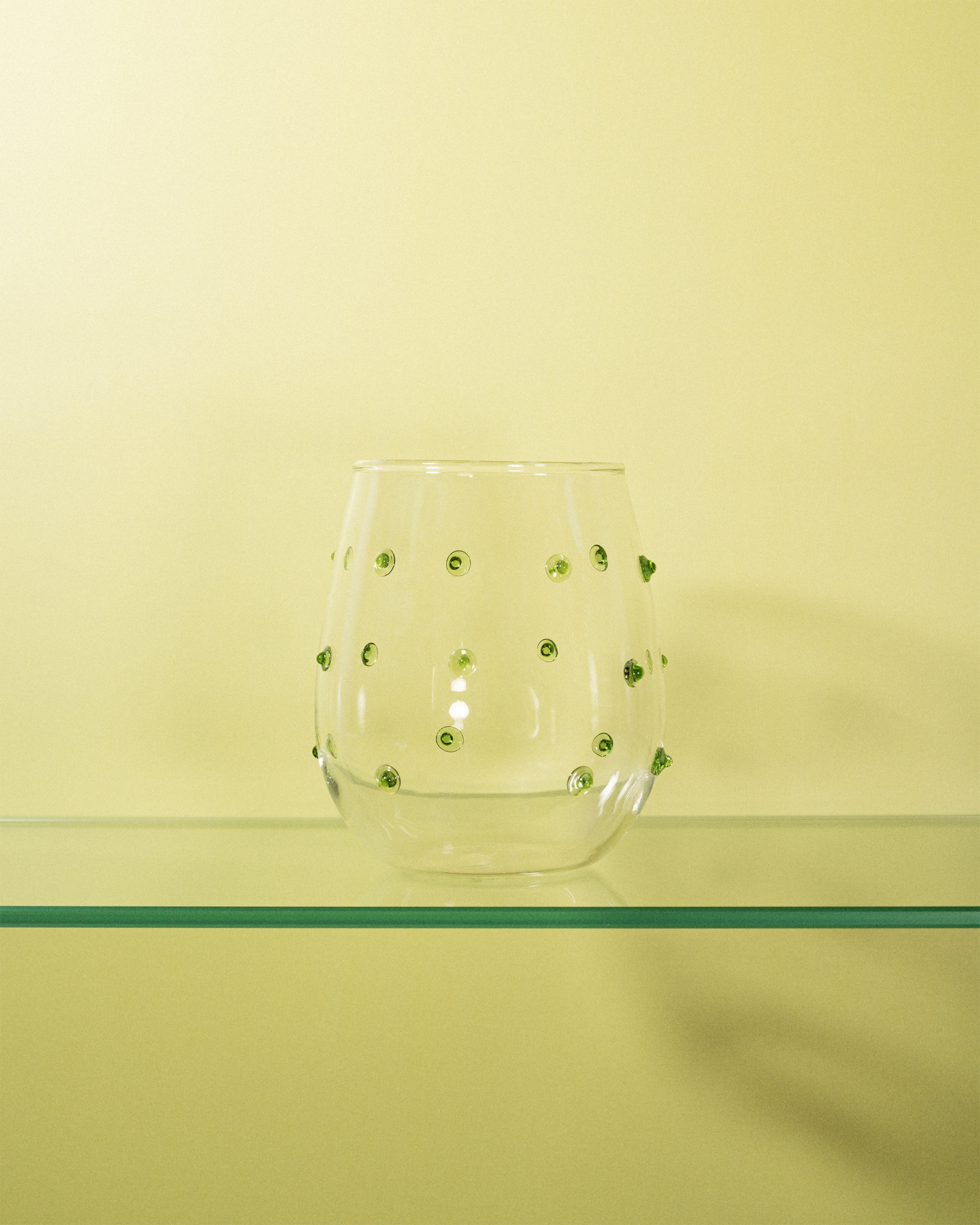Set 4 bicchieri in vetro con pois Leni, verde