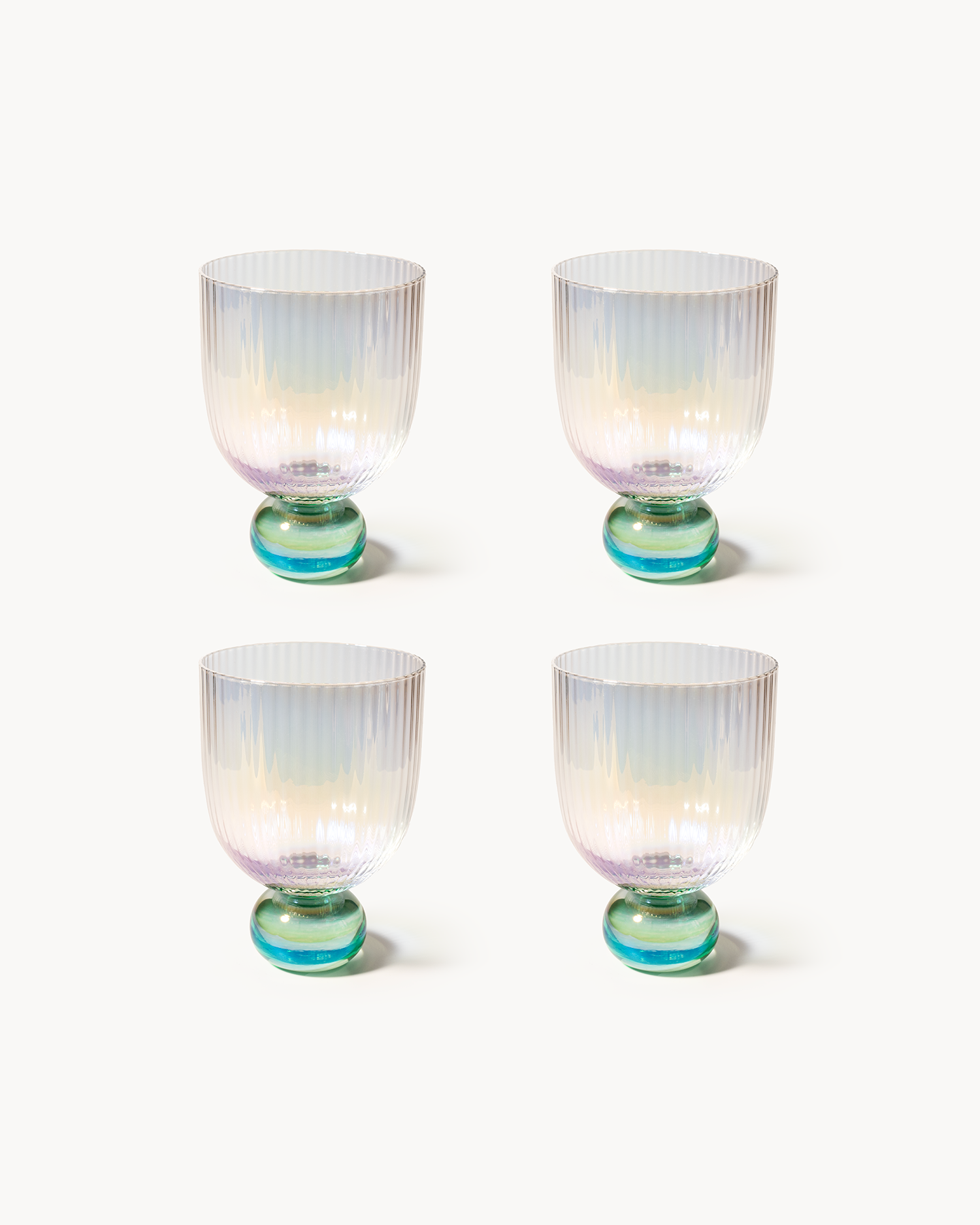 Set 4 bicchieri in vetro iridescenti Venere