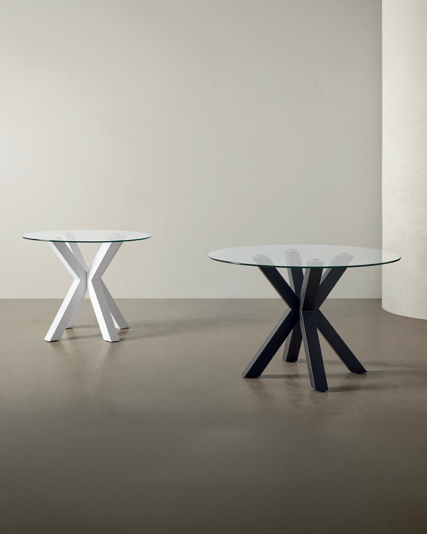 Tavolo da pranzo rotondo con piano in vetro Demi - Vetro/Metallo
