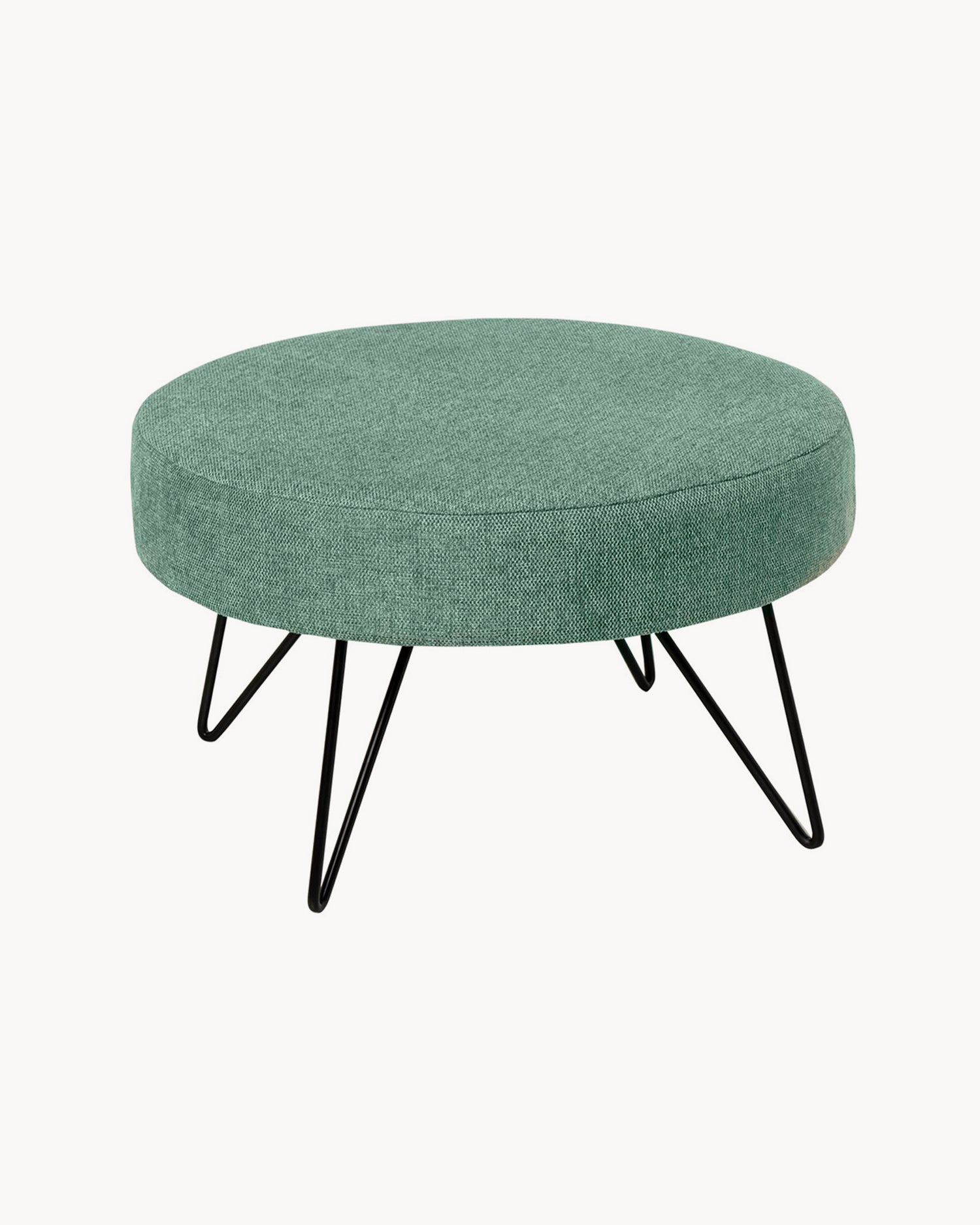 Pouf rotondo imbottito con gambe in metallo Aron