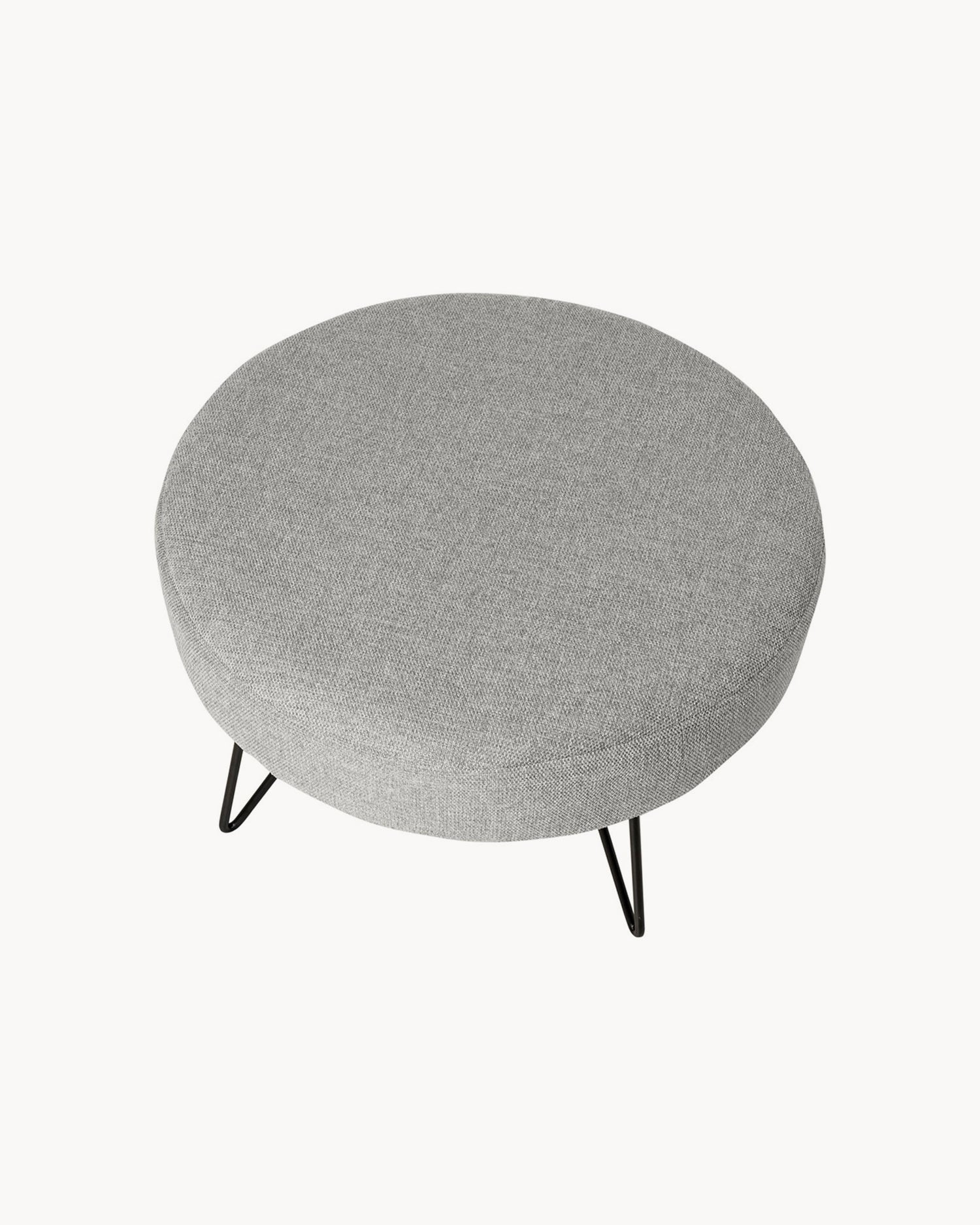 Pouf rotondo imbottito con gambe in metallo Aron - Tessuto