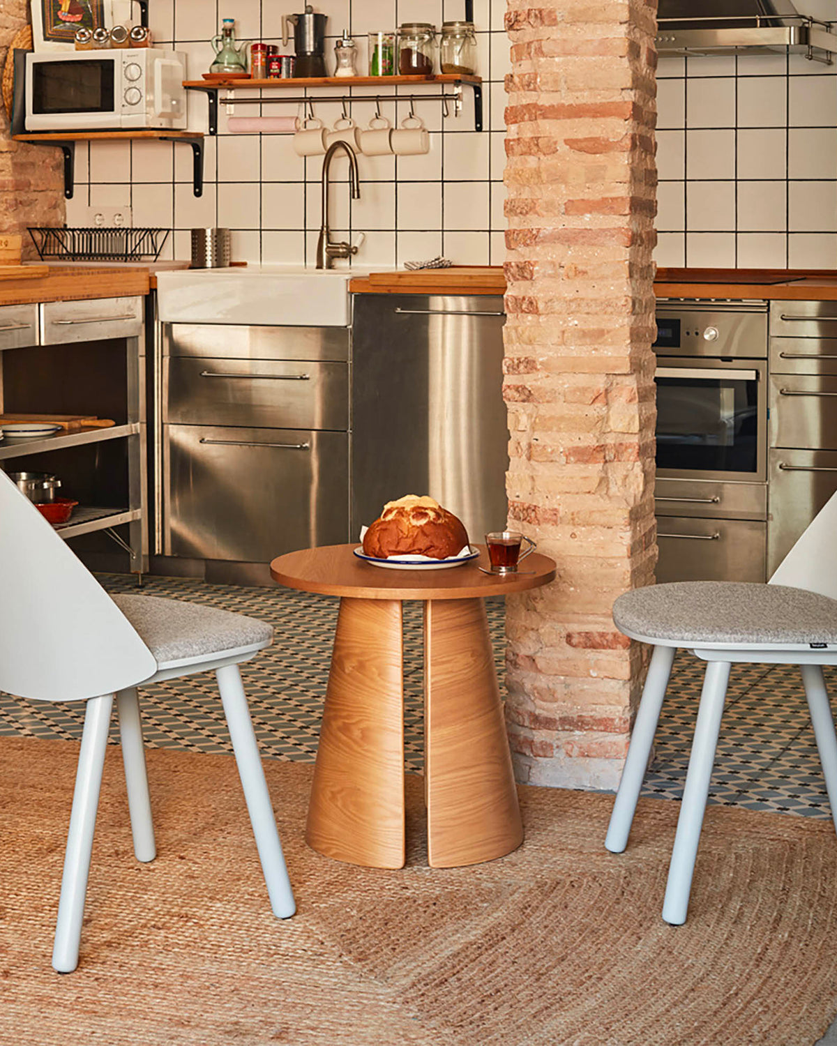 Set di 2 sedie in legno con seduta imbottita Uma