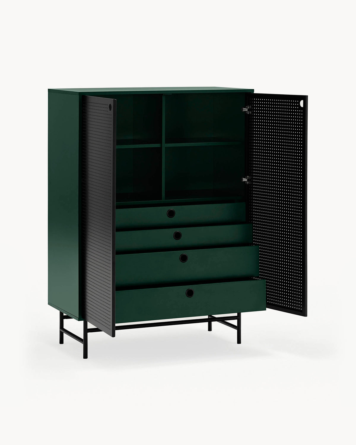 Credenza alta con ante in metallo forato Punto