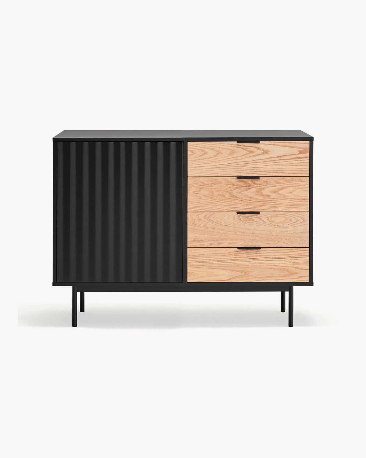 Credenza piccola con cassetti in rovere Sierra