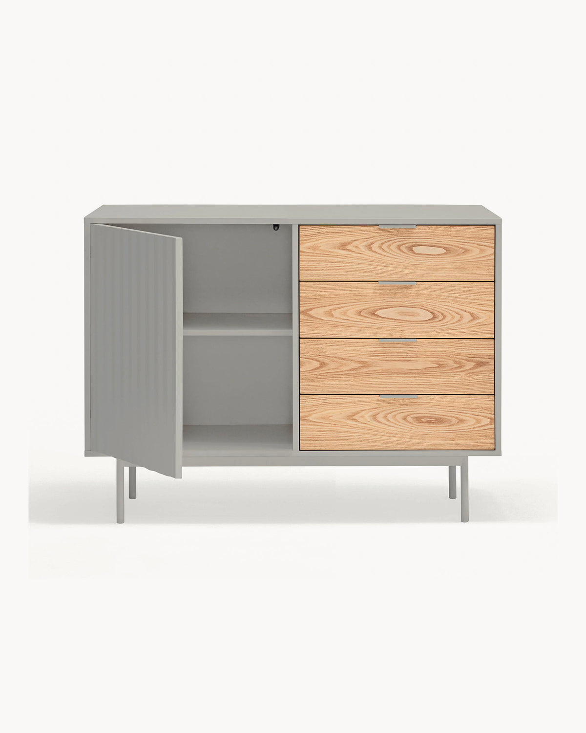 Credenza piccola con cassetti in rovere Sierra