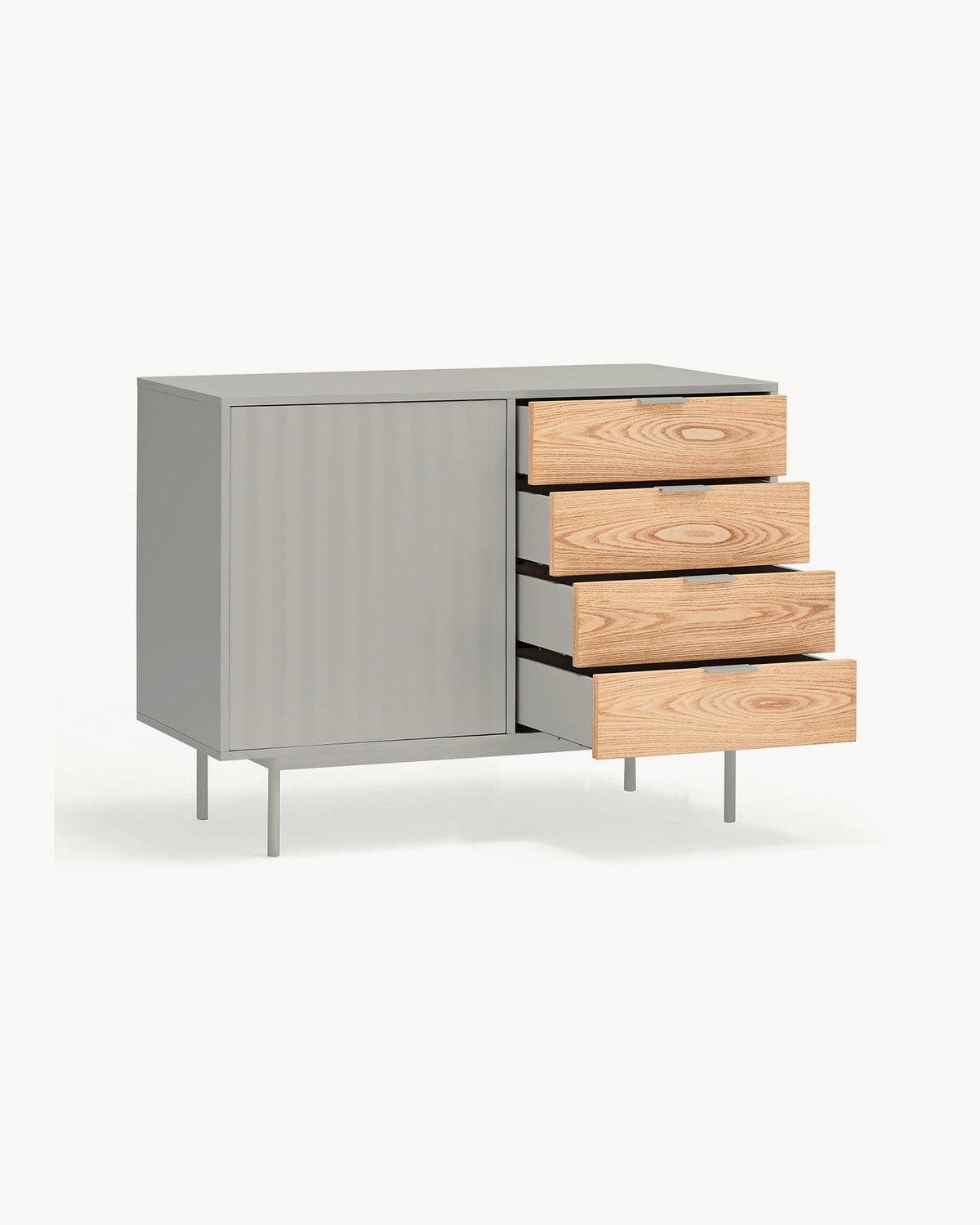 Credenza piccola con cassetti in rovere Sierra