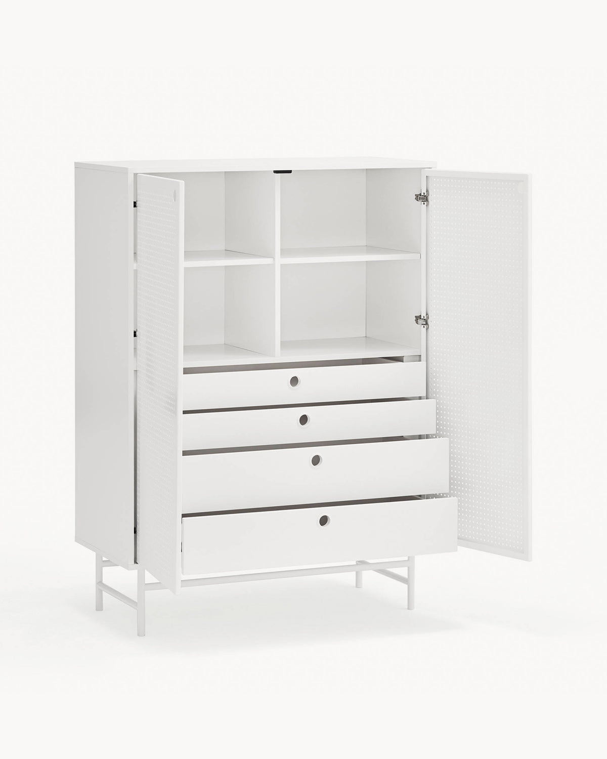 Credenza alta con ante in metallo forato Punto
