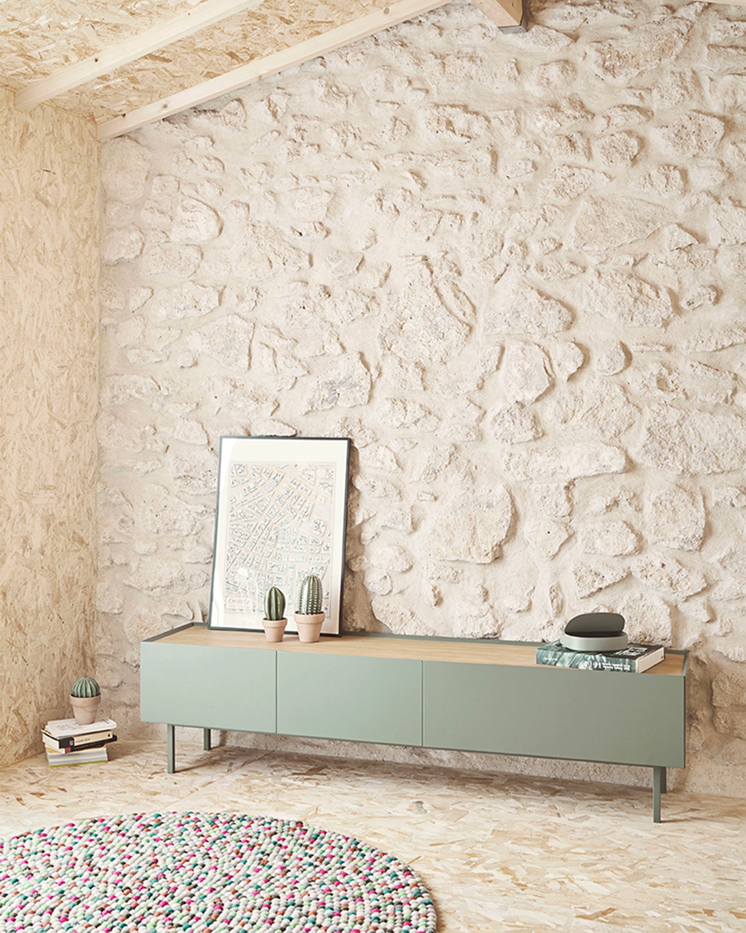 Mobile TV con piano in rovere Arista