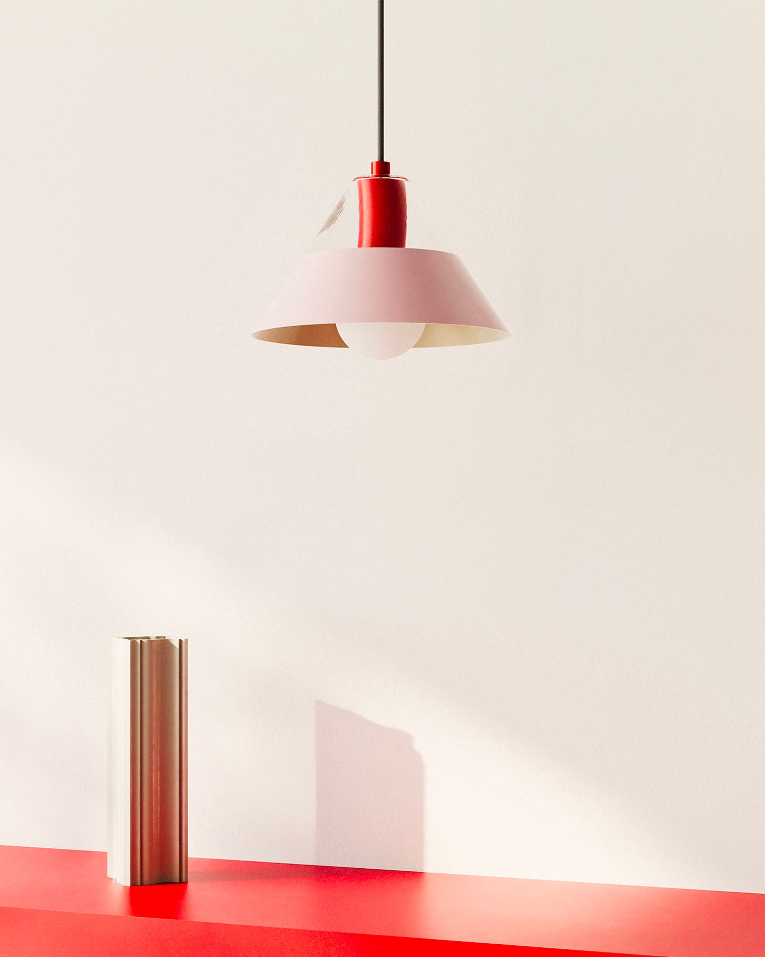 Lampada a sospensione in vetro e acciaio Fifty Fifty