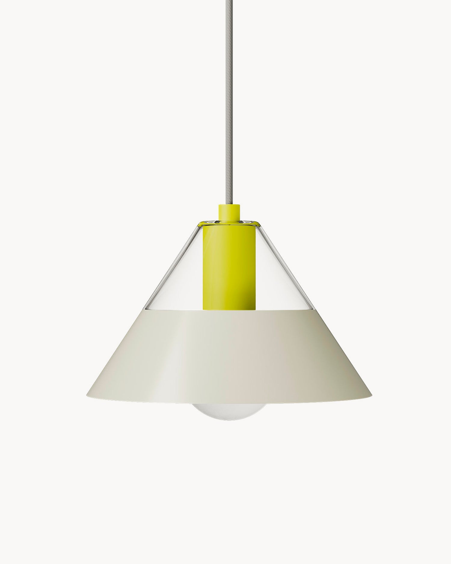 Lampada a sospensione in vetro e acciaio Fifty Fifty