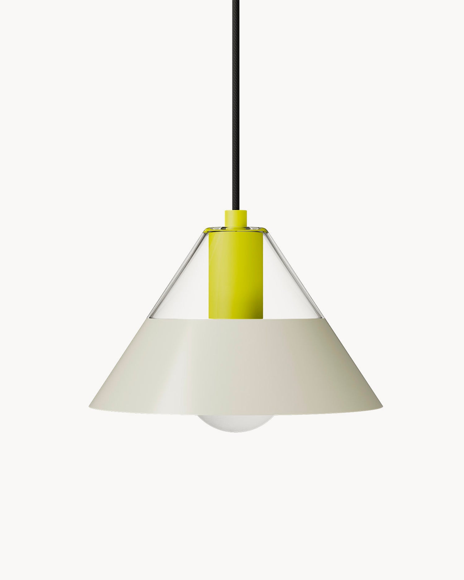 Lampada a sospensione in vetro e acciaio Fifty Fifty