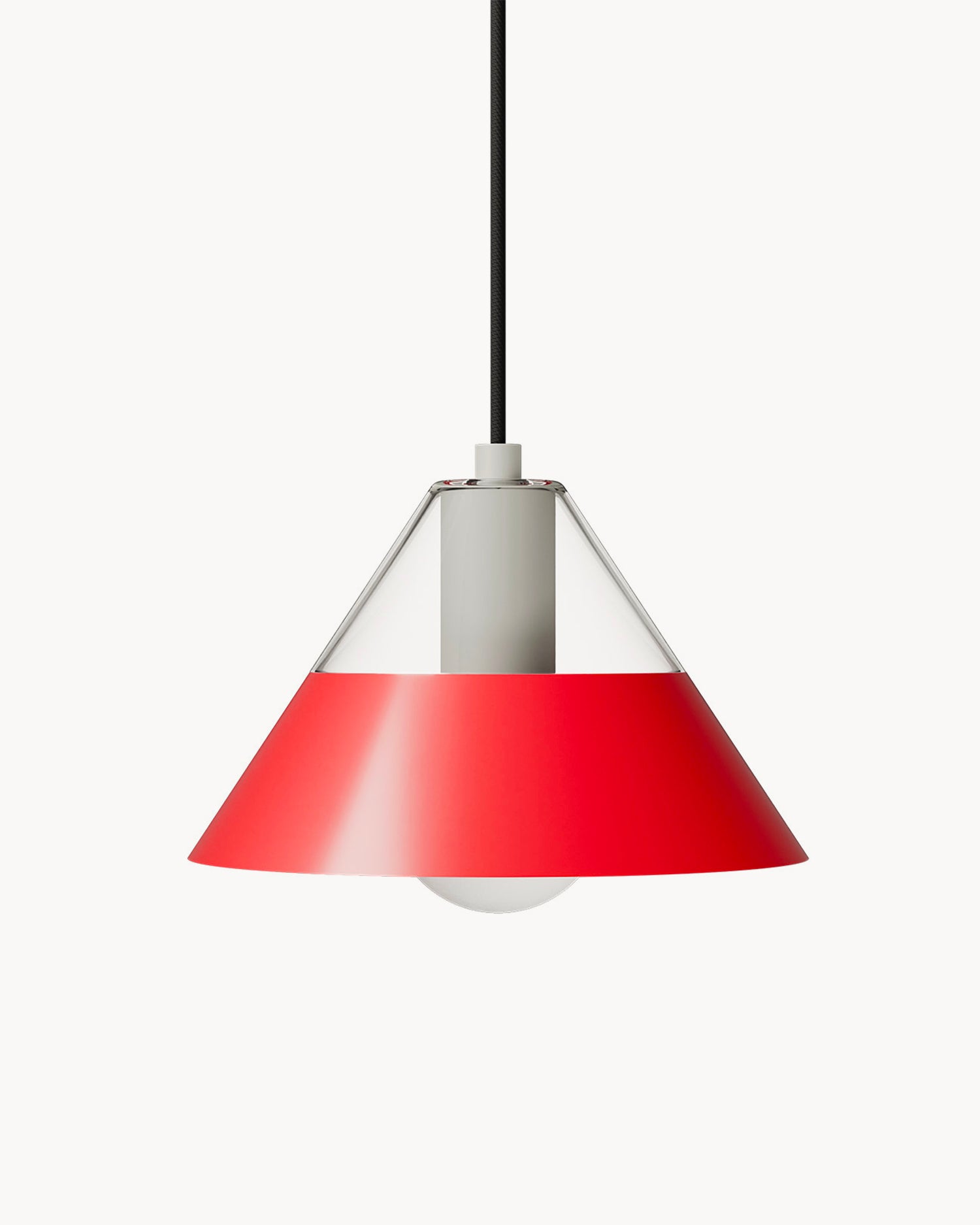 Lampada a sospensione in vetro e acciaio Fifty Fifty