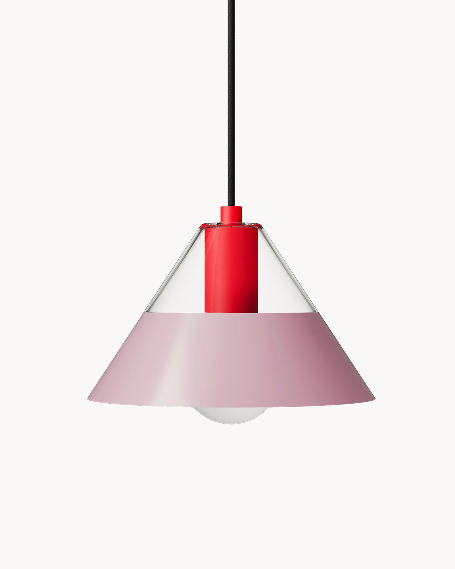 Lampada a sospensione in vetro e acciaio Fifty Fifty