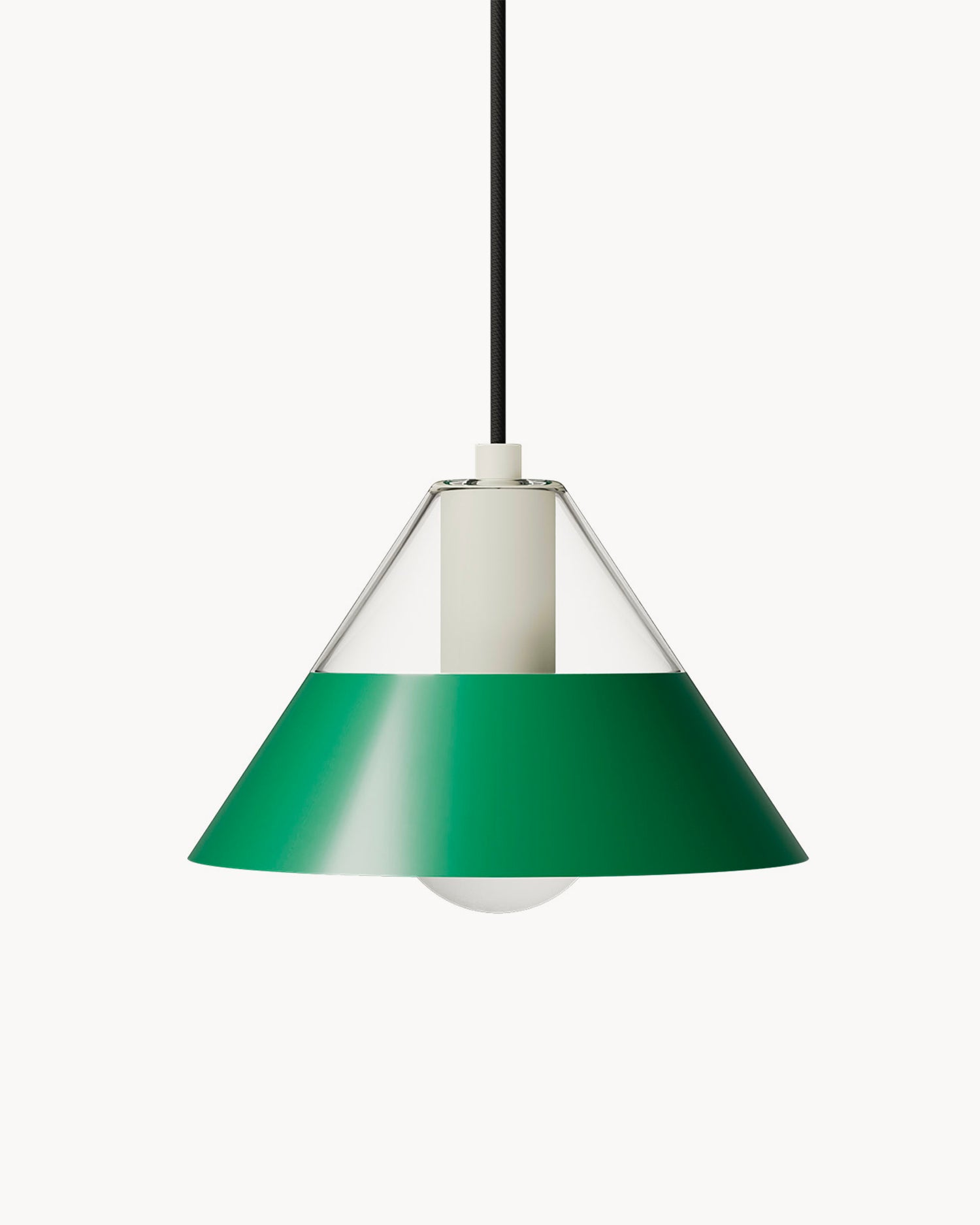 Lampada a sospensione in vetro e acciaio Fifty Fifty