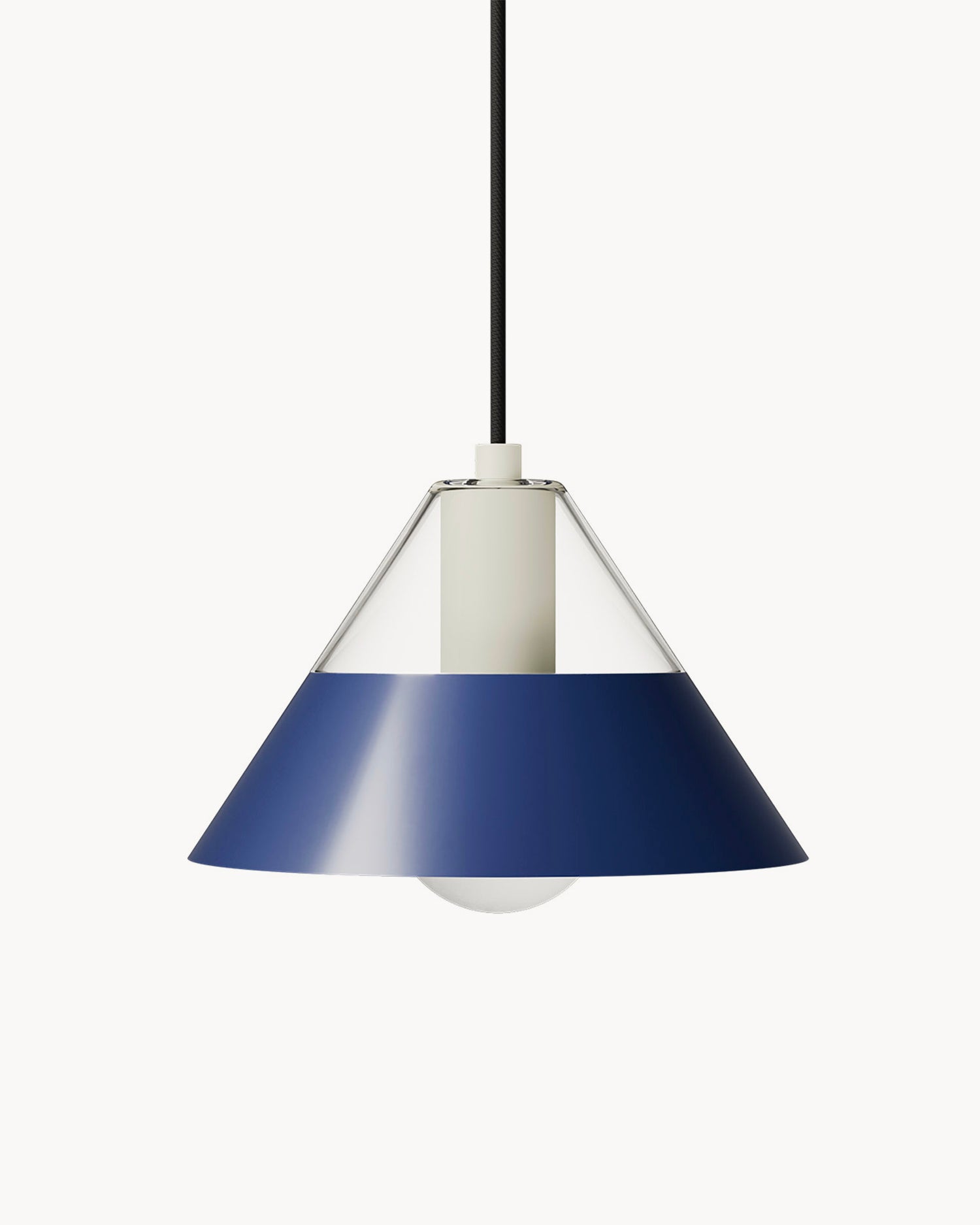 Lampada a sospensione in vetro e acciaio Fifty Fifty