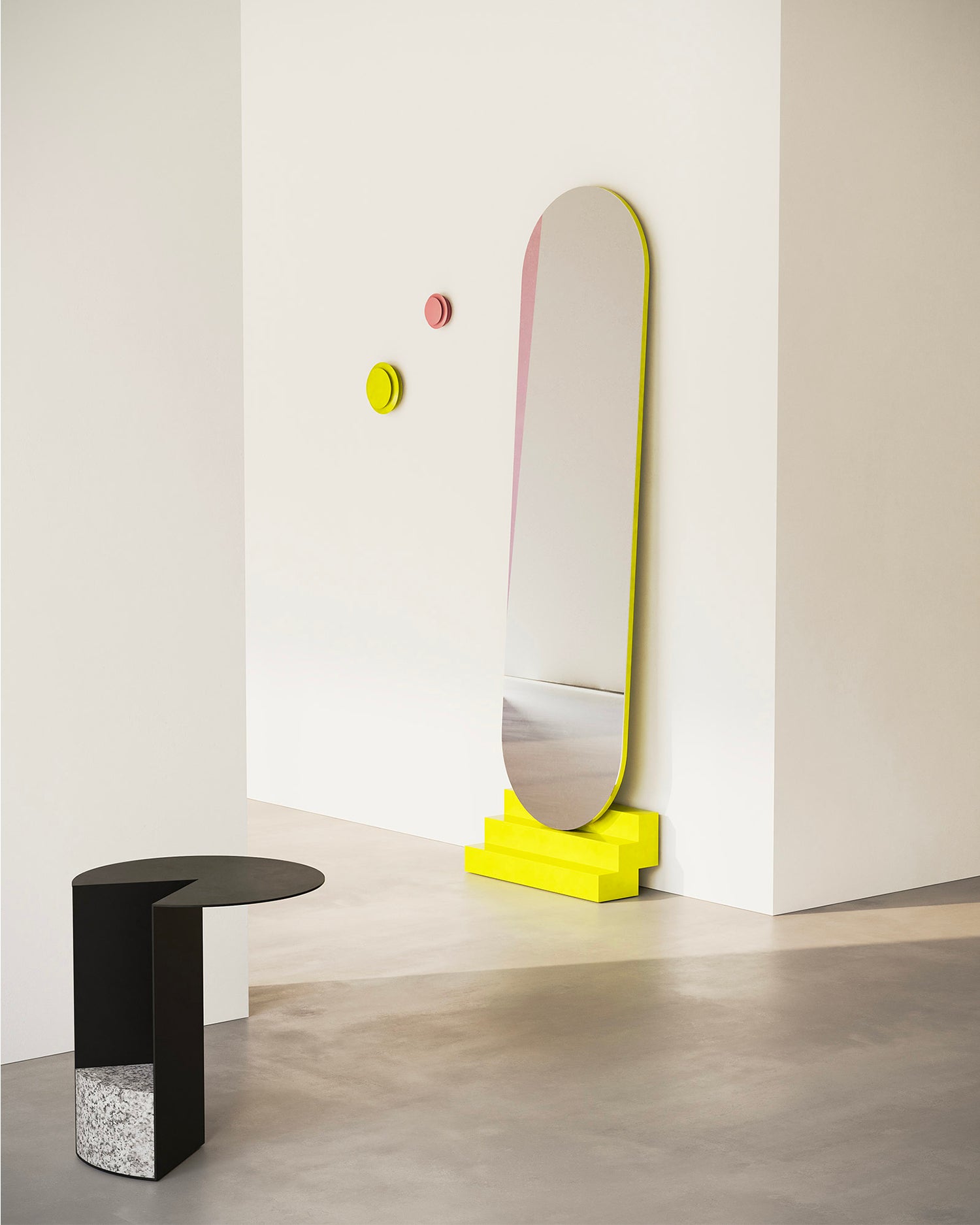 Specchio alto da parete con base Nonchalant