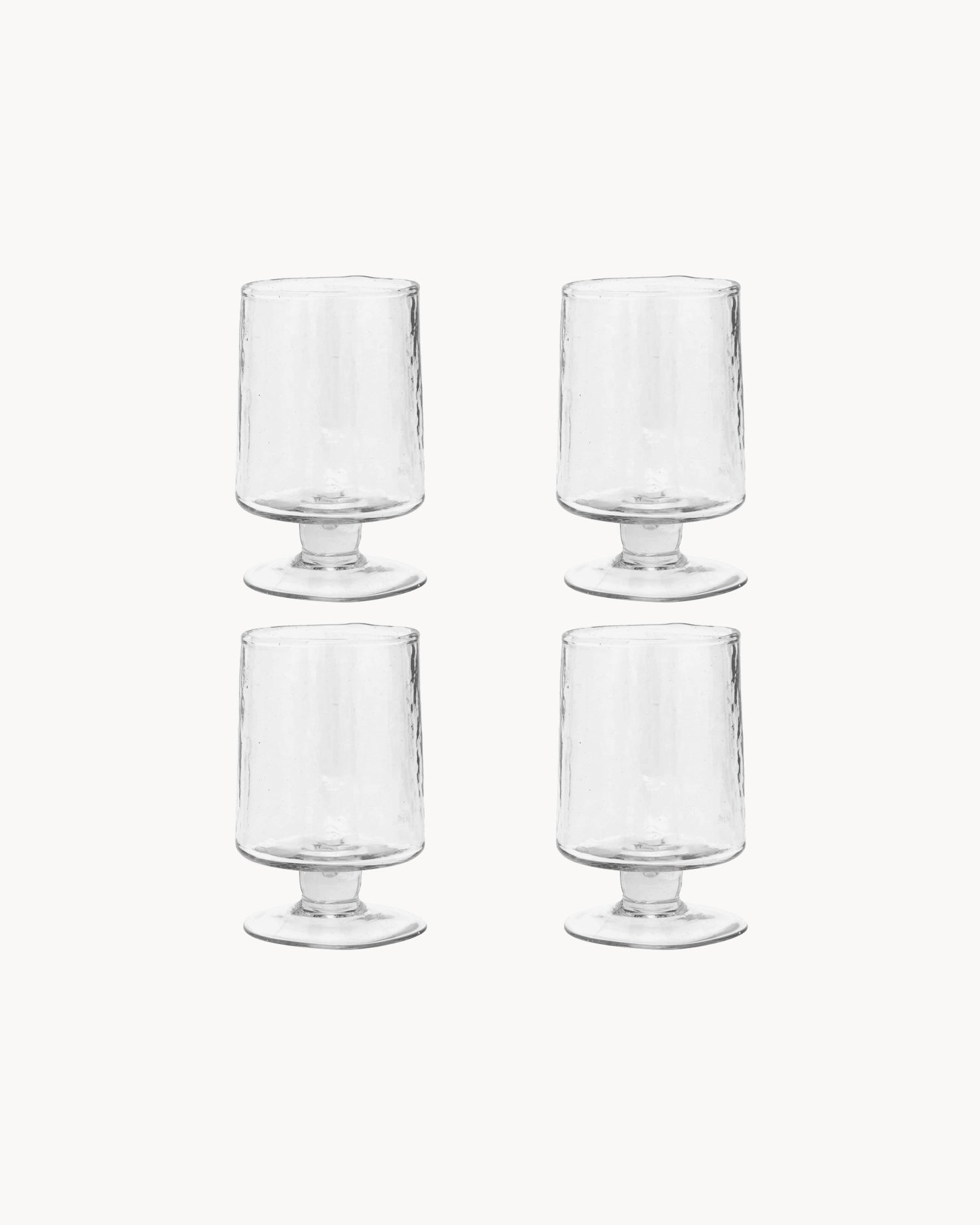 Set 4 calici in vetro realizzati a mano Hammered