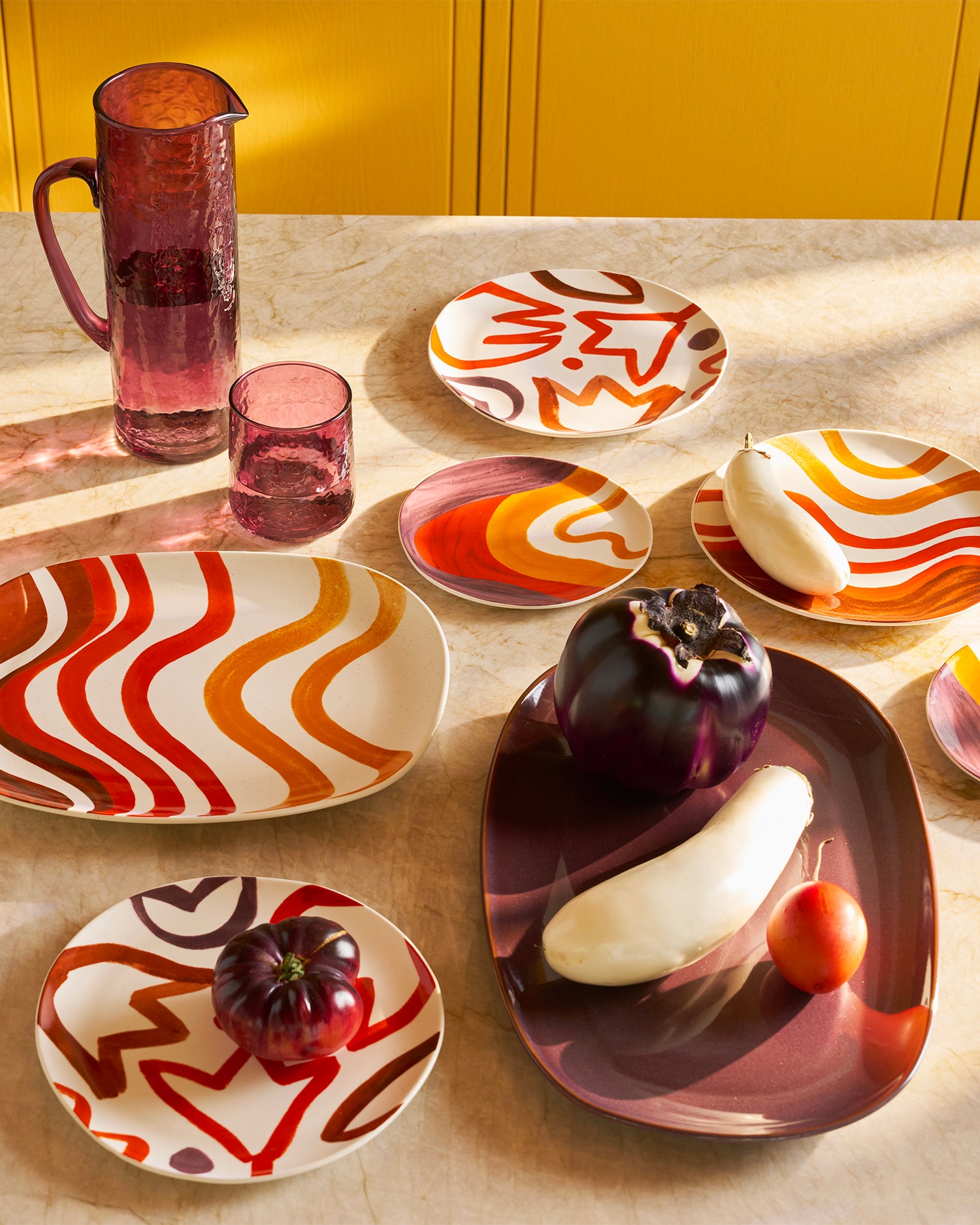 Caraffa in vetro realizzata a mano hammered