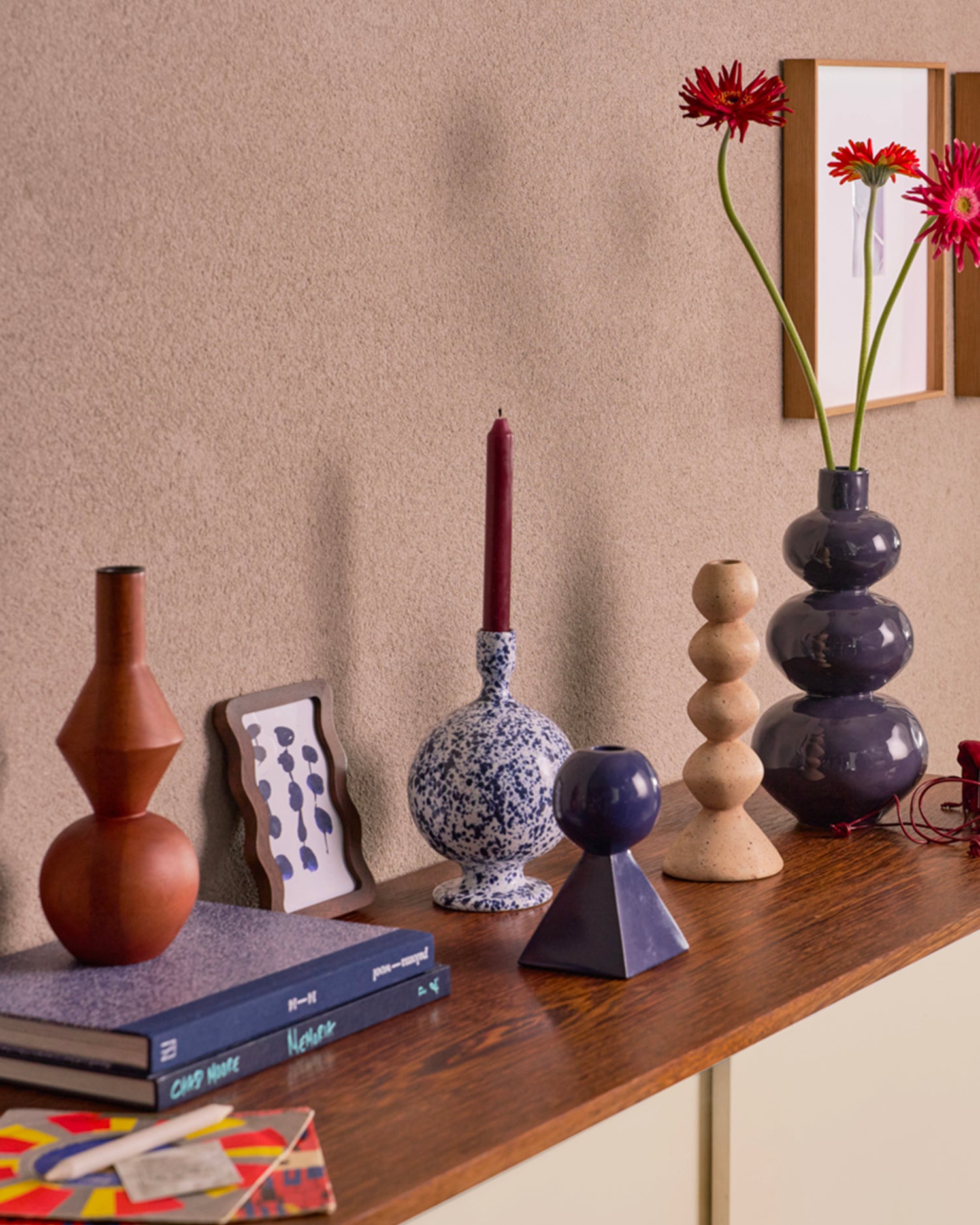 Portacandele a pois in ceramica Rosie