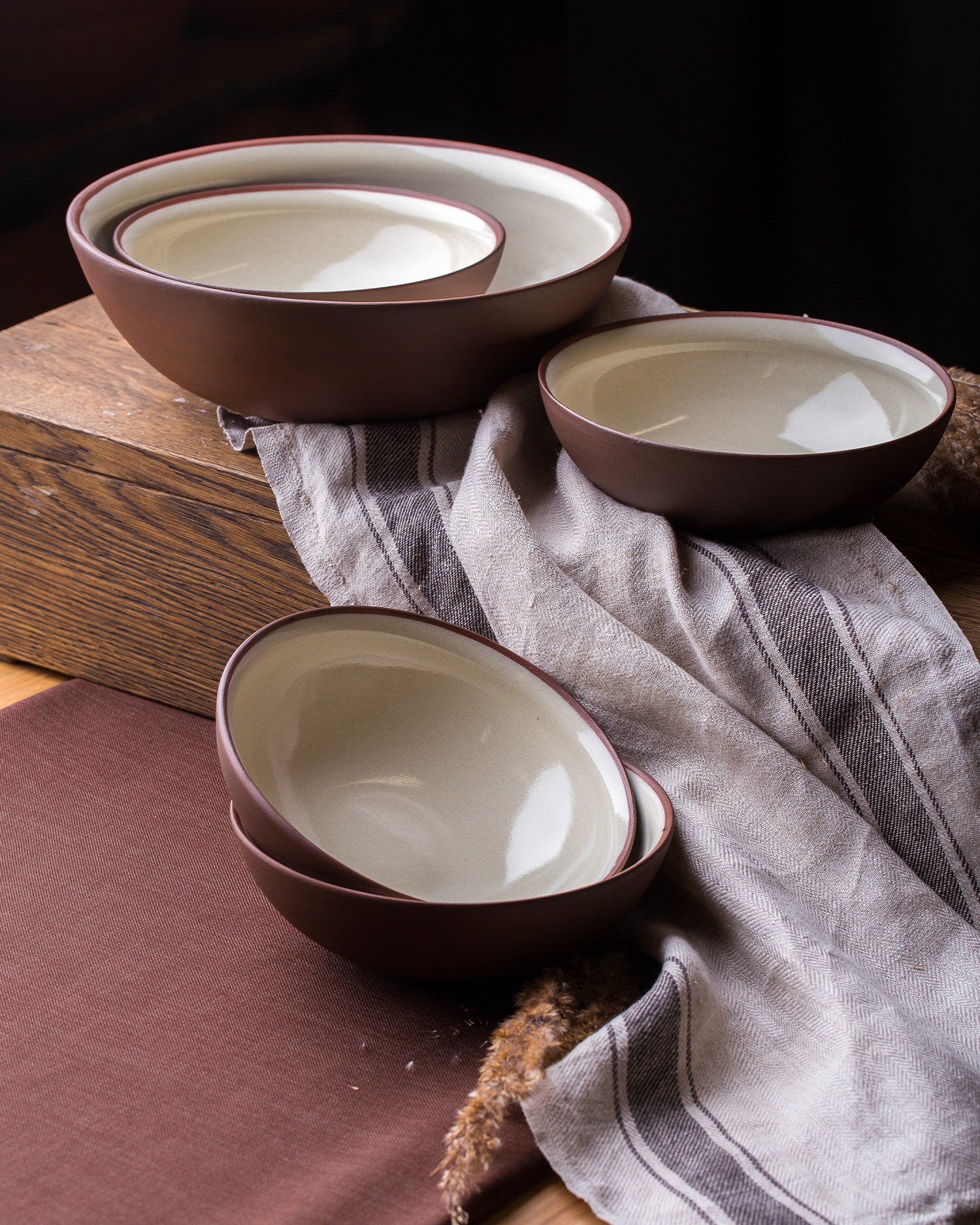 Set 3 bowl in terracotta Earth Raw