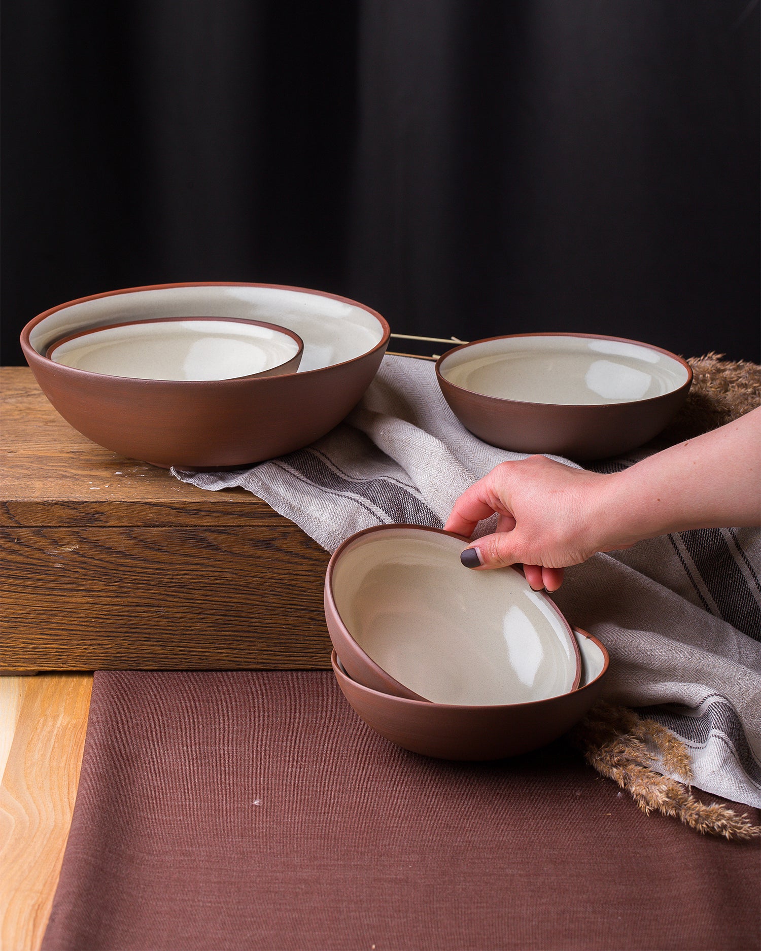 Set 4 bowl in terracotta Earth Raw