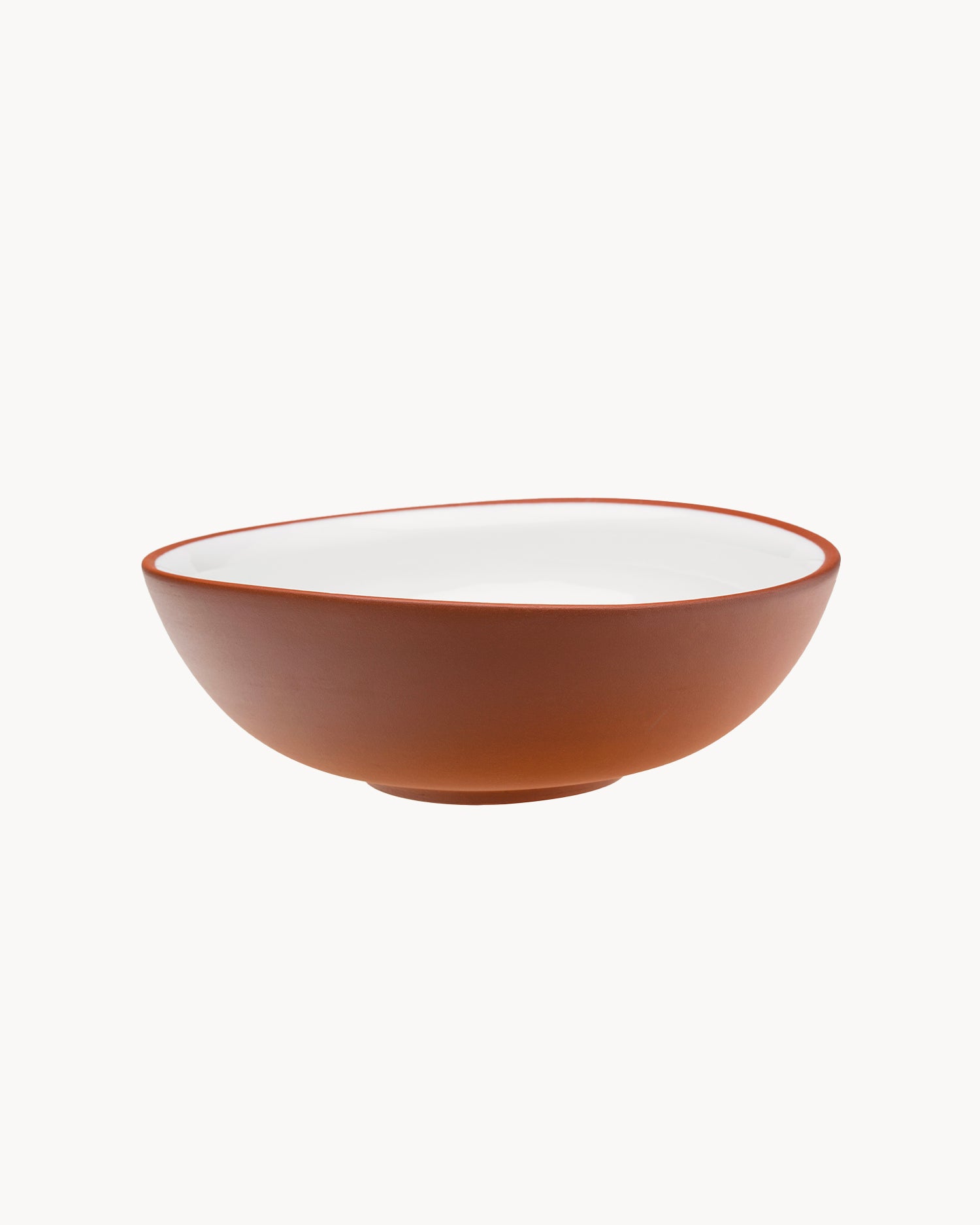 Set 2 bowl curve in terracotta Earth, bianco